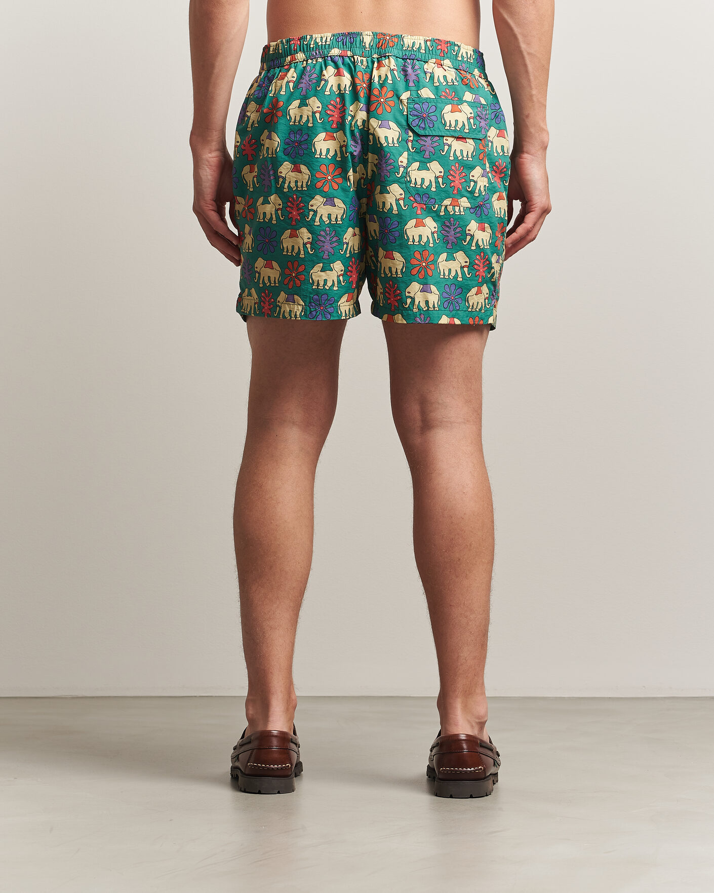 Heren | Zwembroek | Drake's | Elephants Drawstring Swimshorts Green