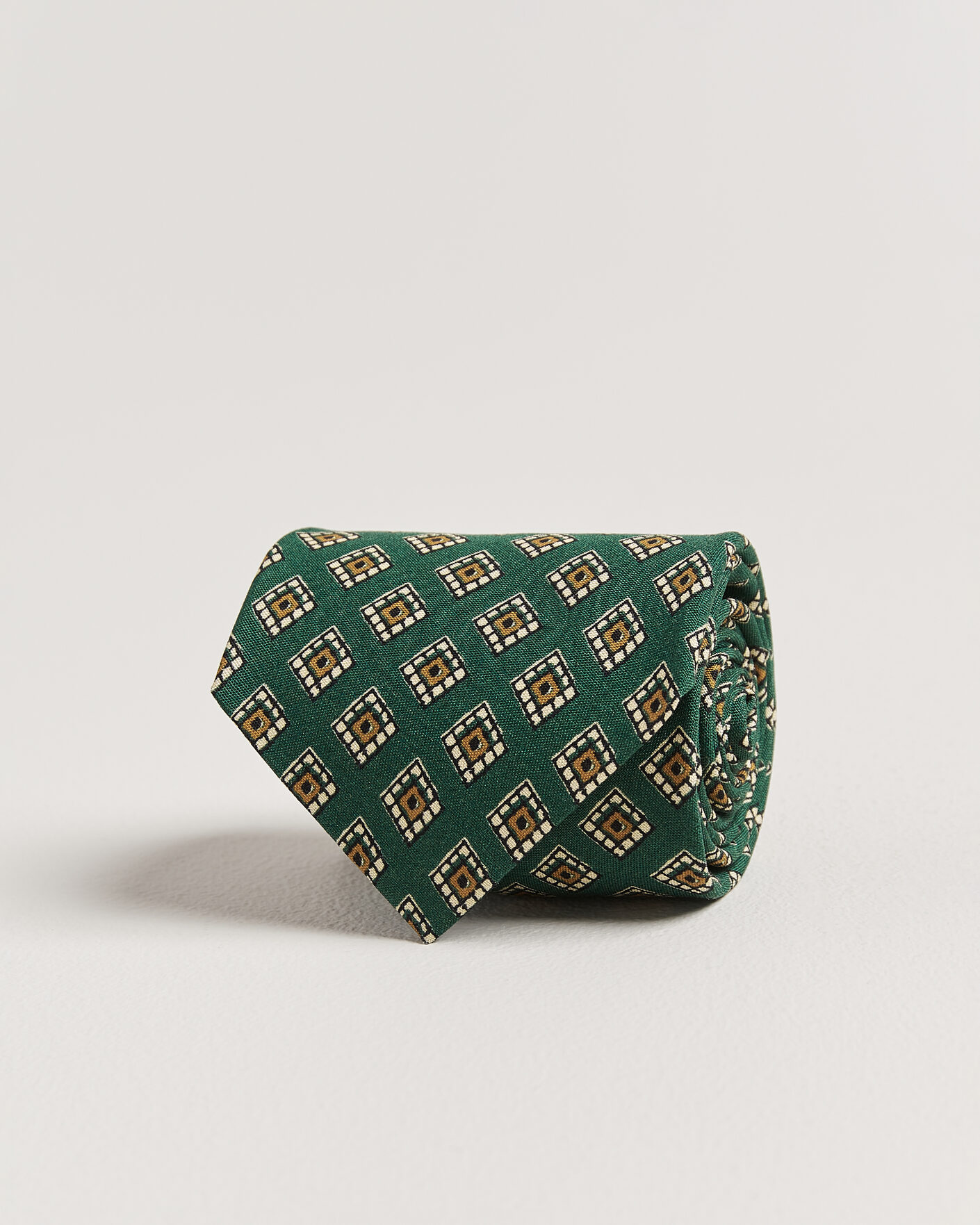 Homme | Cravates | Drake's | Tile Medallion Habotai Silk Tie Green
