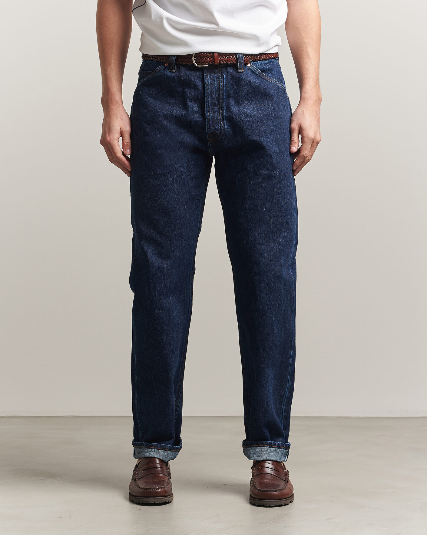 Heren | Jeans | Drake's | 5-Pocket Japanese Selvedge Denim Stone Wash