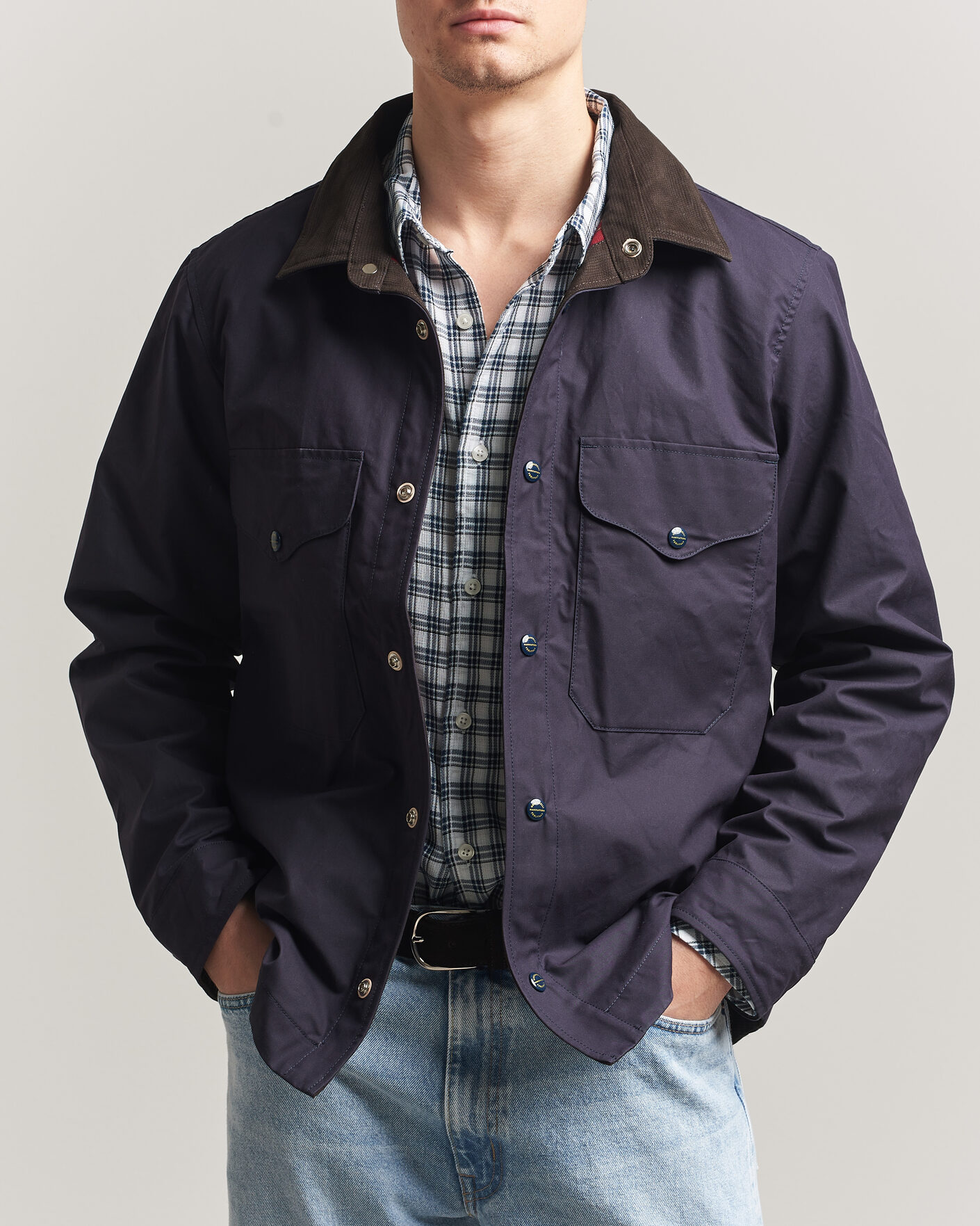 Homme | Manteaux Et Vestes | Manifattura Ceccarelli | Dry Wax Heavy Shirt Jacket Navy