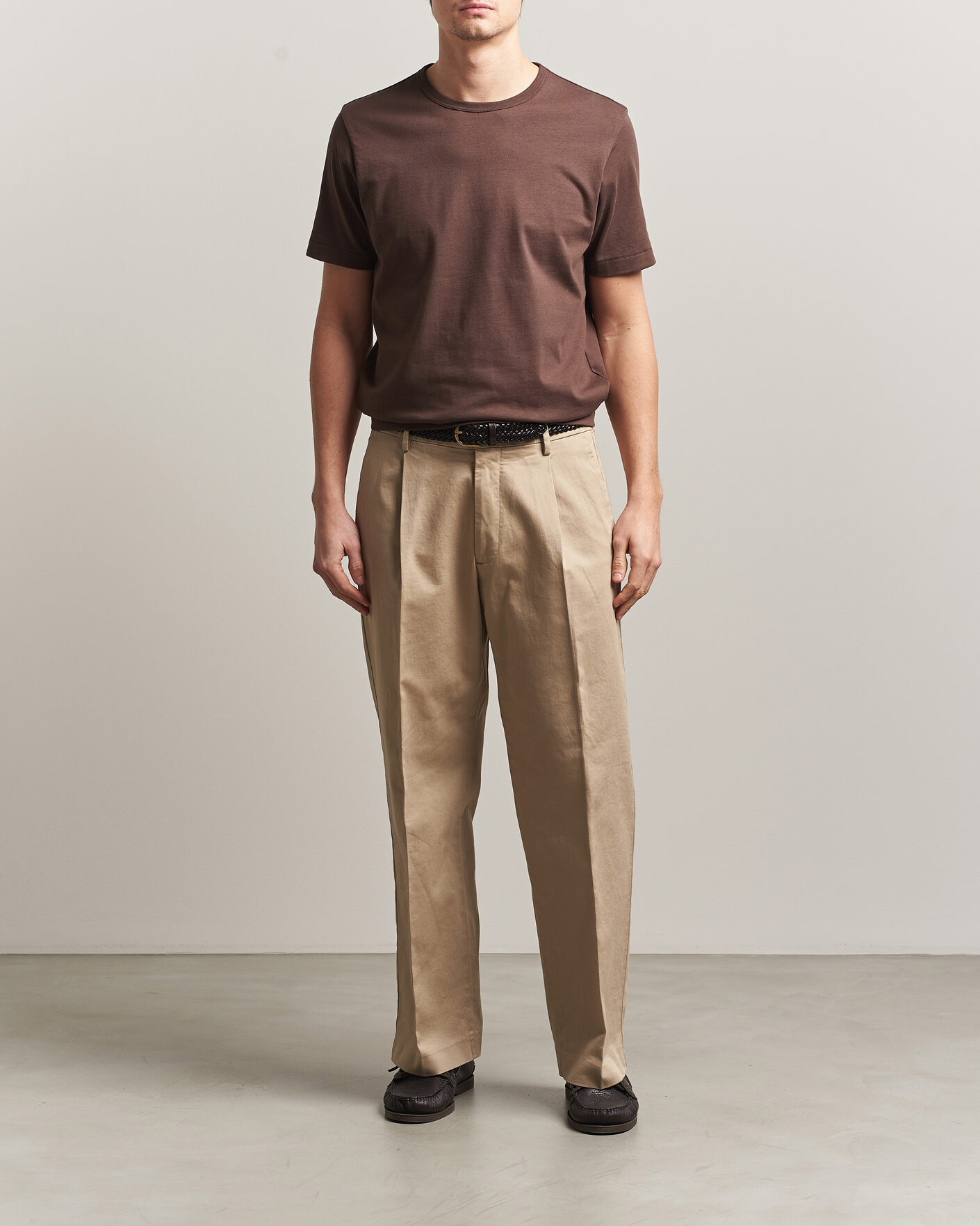 Homme | T-shirts | Merz b. Schwanen | Classic Fit Sturdy Loopwheeled T-Shirt Chocolate