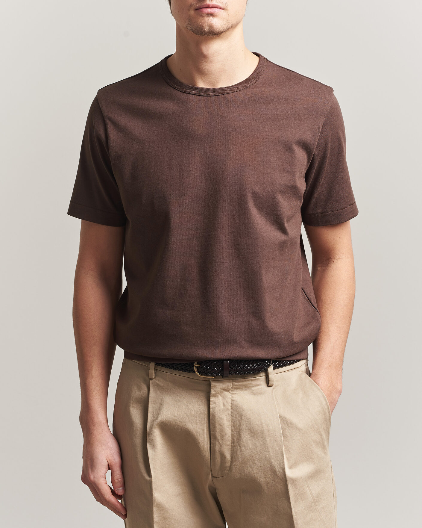 Homme | T-shirts | Merz b. Schwanen | Classic Fit Sturdy Loopwheeled T-Shirt Chocolate
