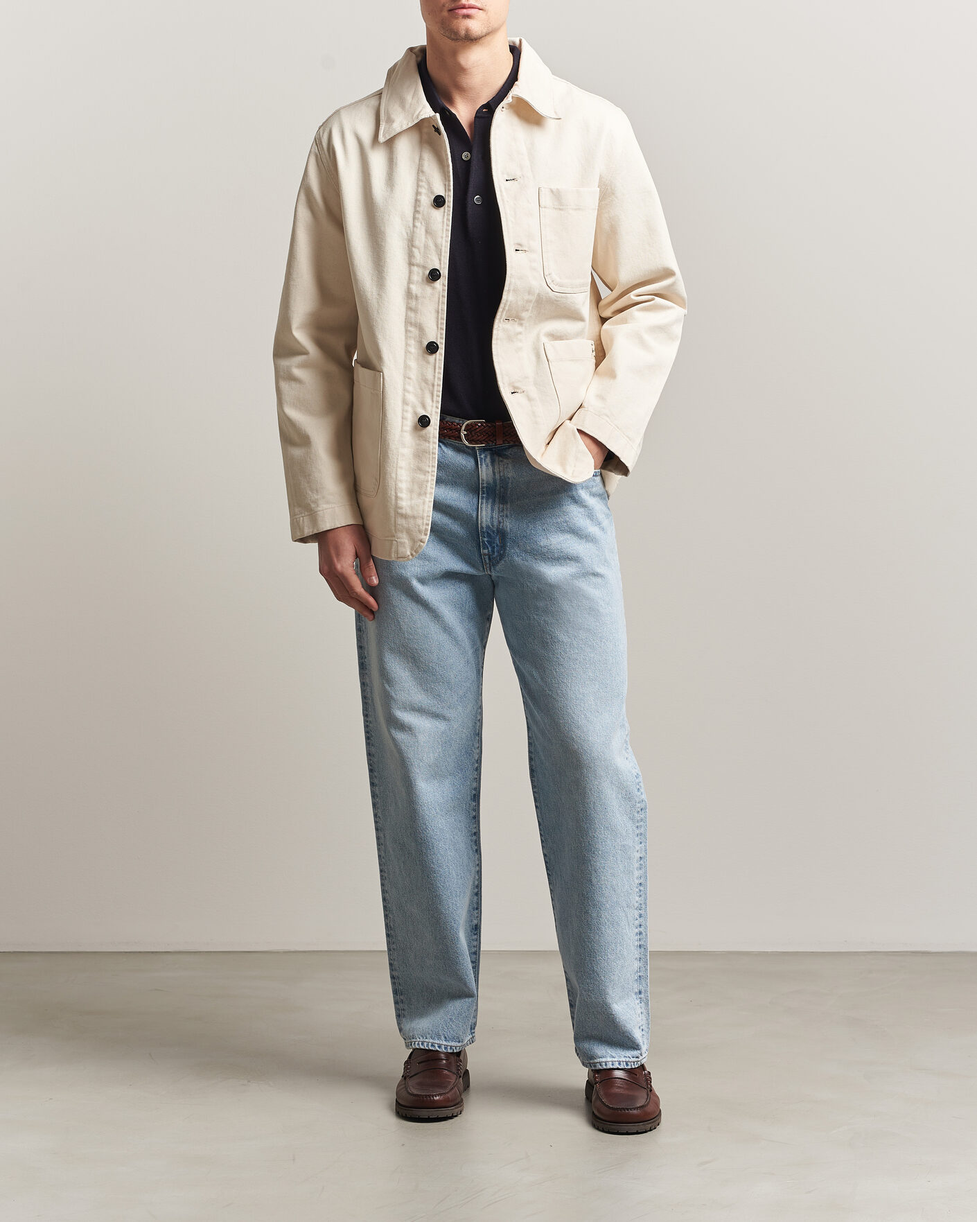 Heren | Overhemden | Merz b. Schwanen | Worker Cotton Twill Overshirt Nature