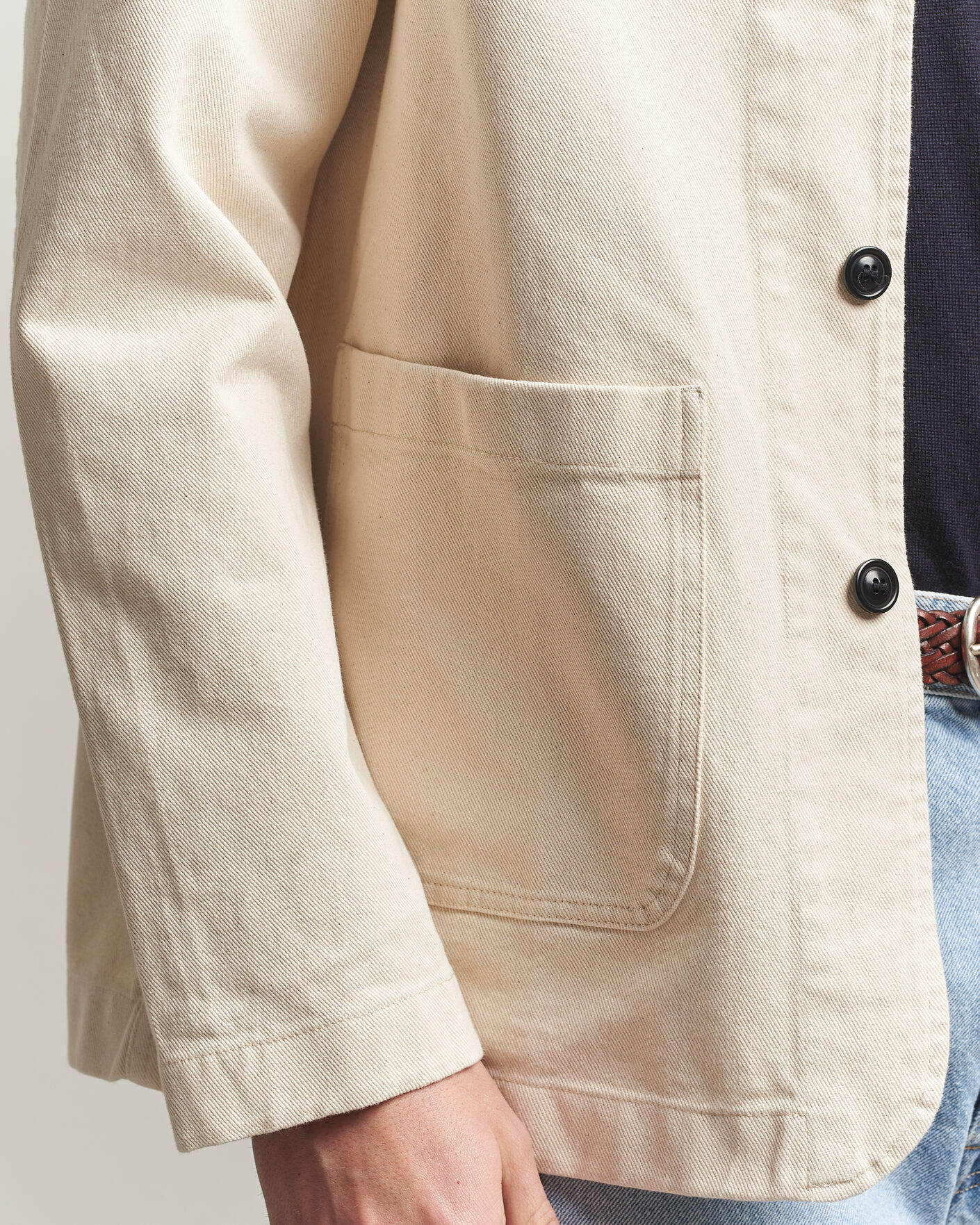 Heren | Overhemden | Merz b. Schwanen | Worker Cotton Twill Overshirt Nature