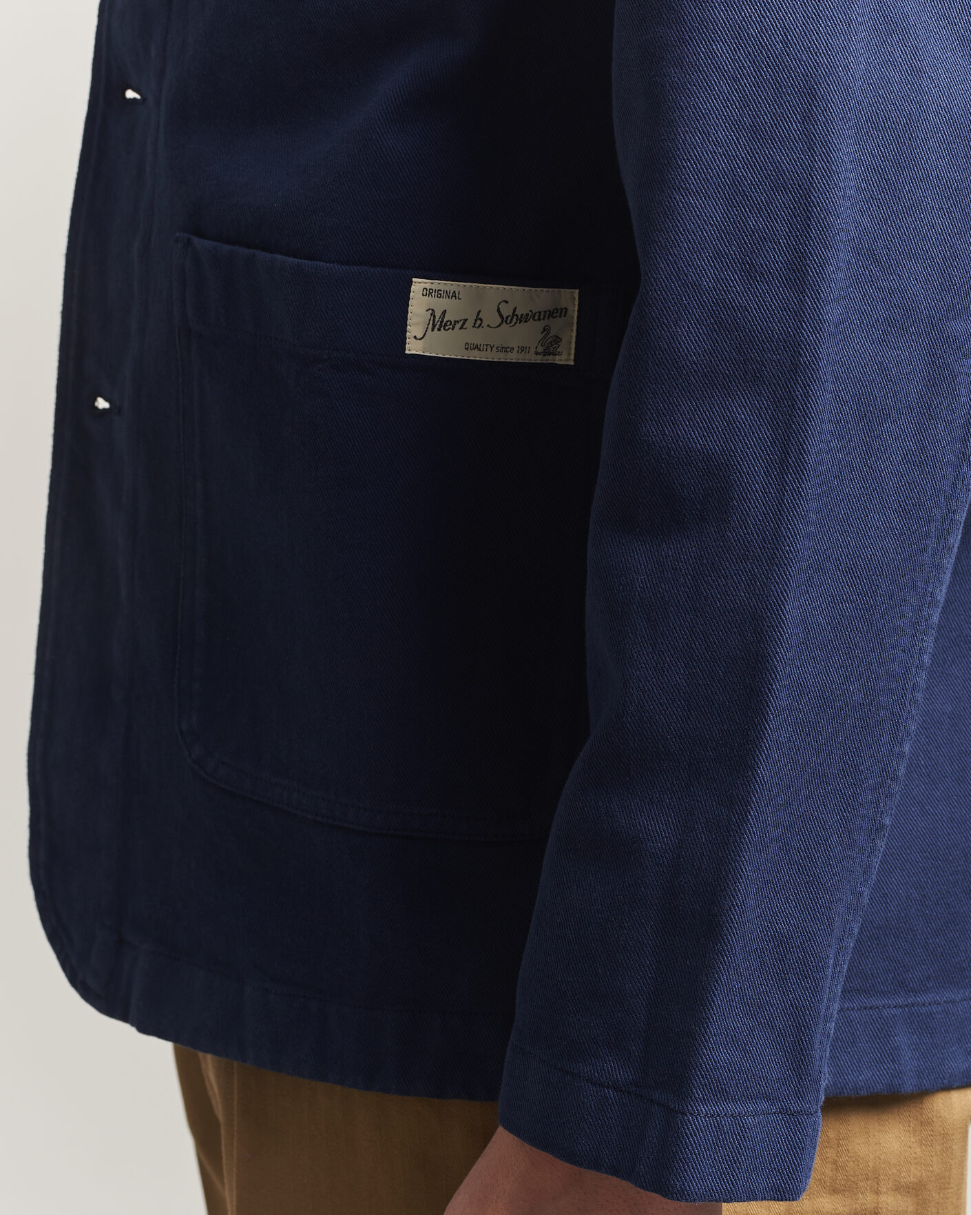Heren | Overhemden | Merz b. Schwanen | Worker Cotton Twill Overshirt Ink Blue