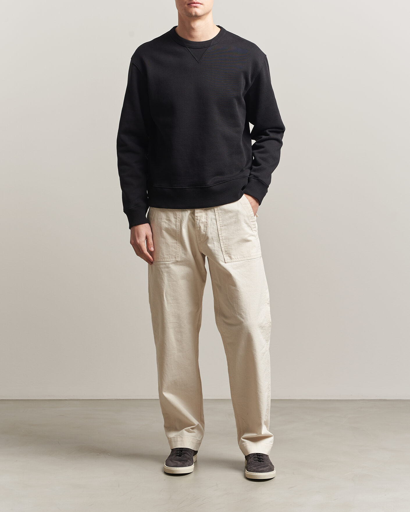 Heren | Truien | Merz b. Schwanen | Classic Fit Authentic Fleece Sweatshirt Black