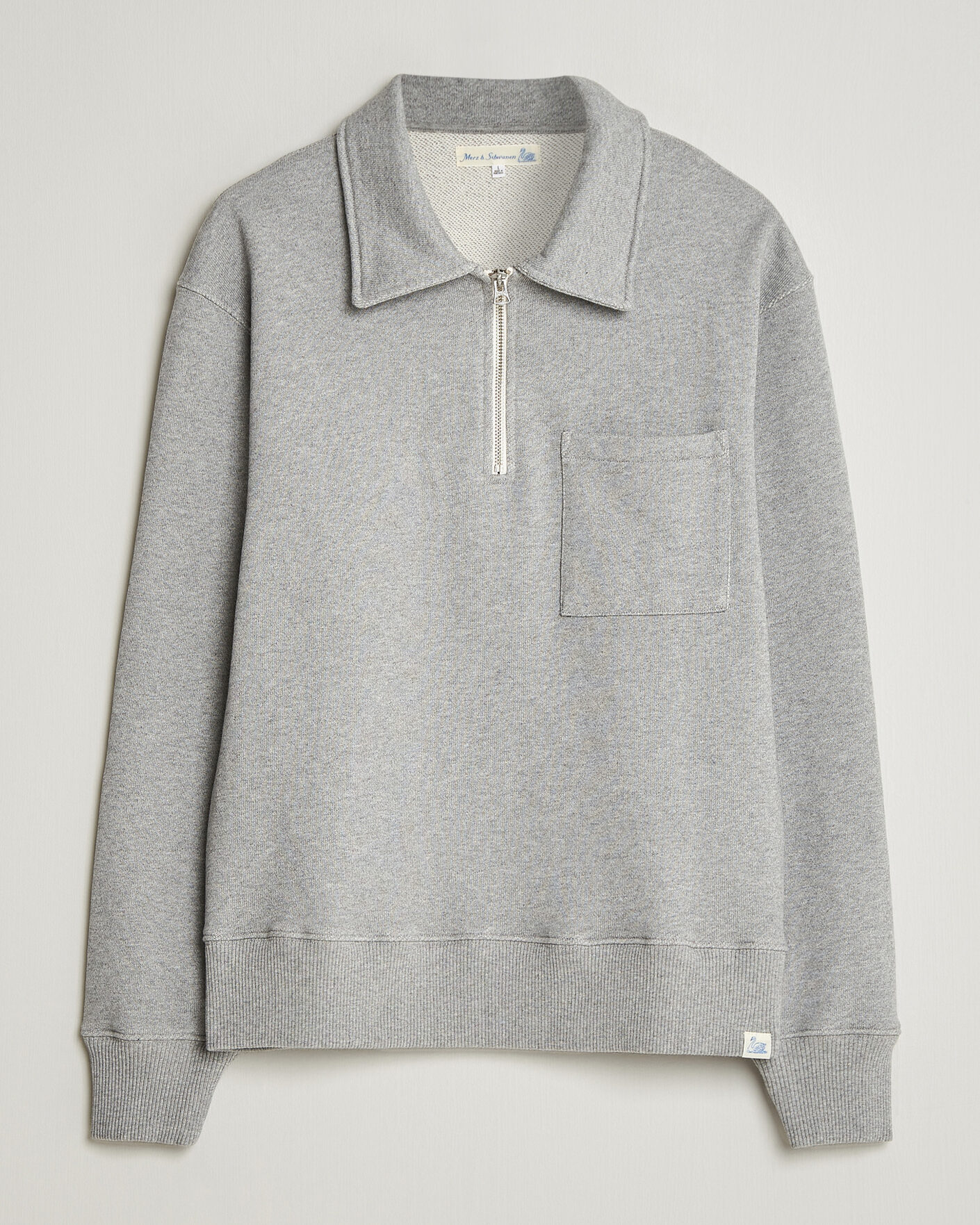 Heren | Truien | Merz b. Schwanen | Classic Fit Authentic Fleece Half Zip Grey Melange