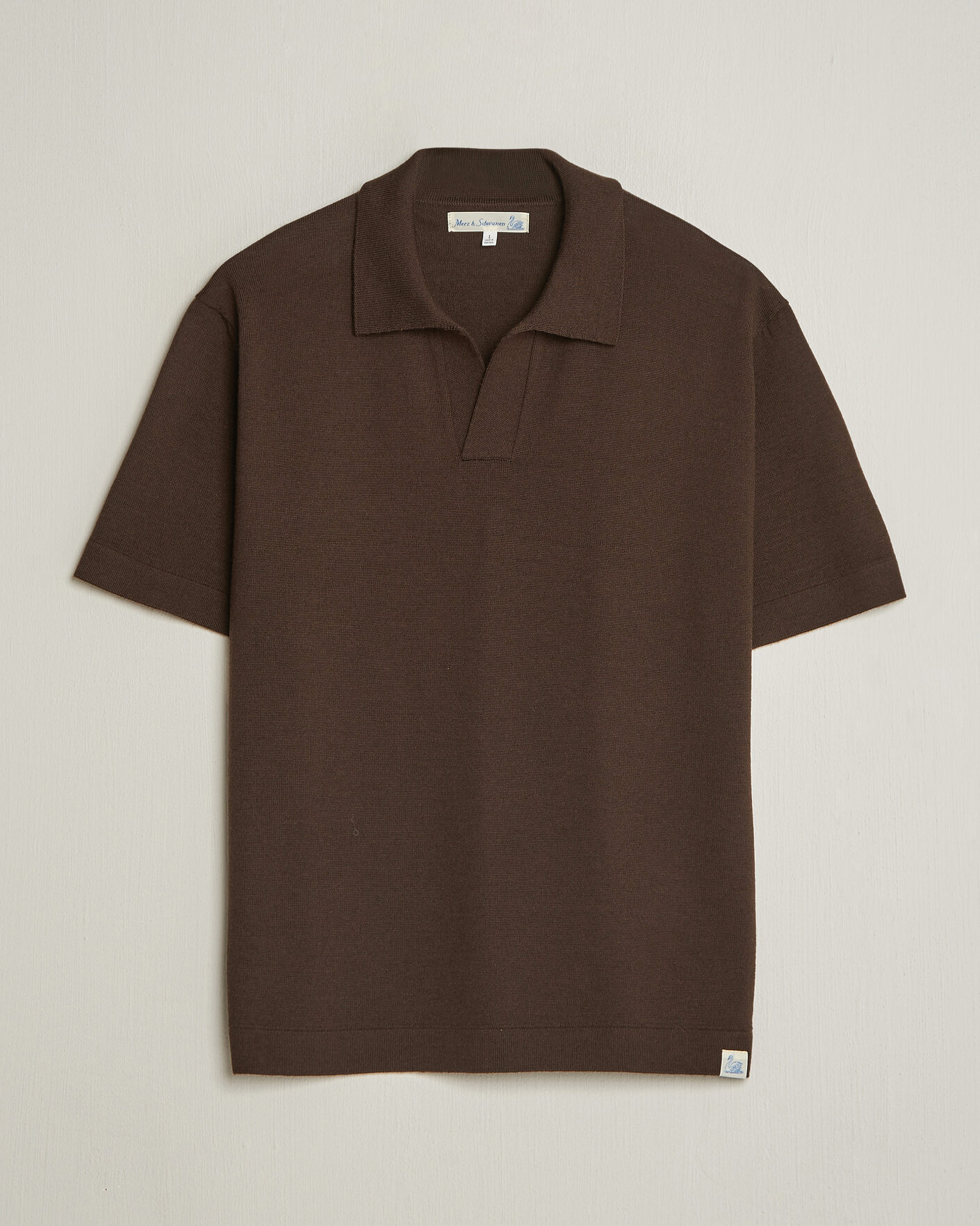Heren | Polo's | Merz b. Schwanen | Relaxed Fit Merino Knitted Polo Coffee