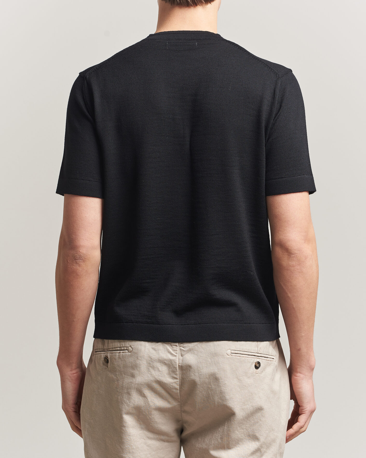 Homme | T-shirts | Merz b. Schwanen | Relaxed Fit Merino Knitted T-Shirt Black