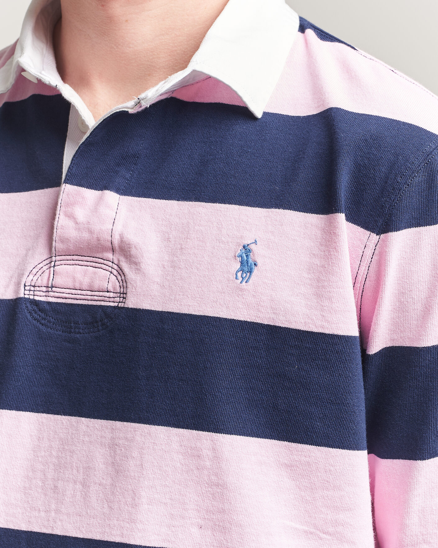 Heren | Truien | Polo Ralph Lauren | Jersey Striped Rugger Carmel Pink/Newport Navy
