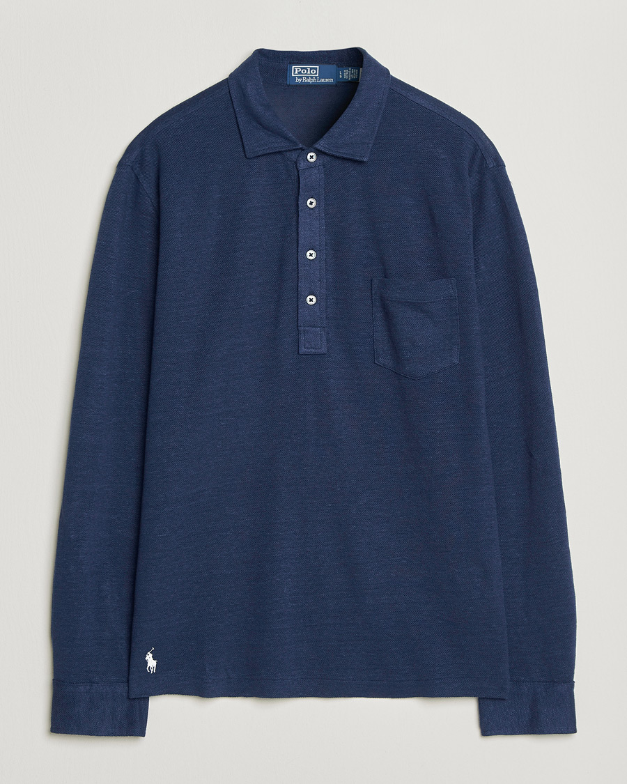 Heren | Polo's | Polo Ralph Lauren | Long Sleeve Linen Polo Newport Navy