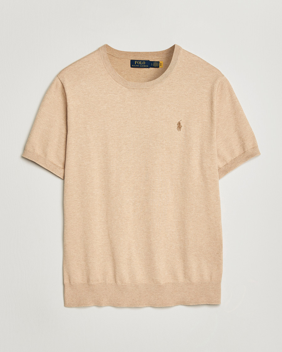 Homme | T-shirts | Polo Ralph Lauren | Knitted Short Sleeve T-Shirt Camel Melange