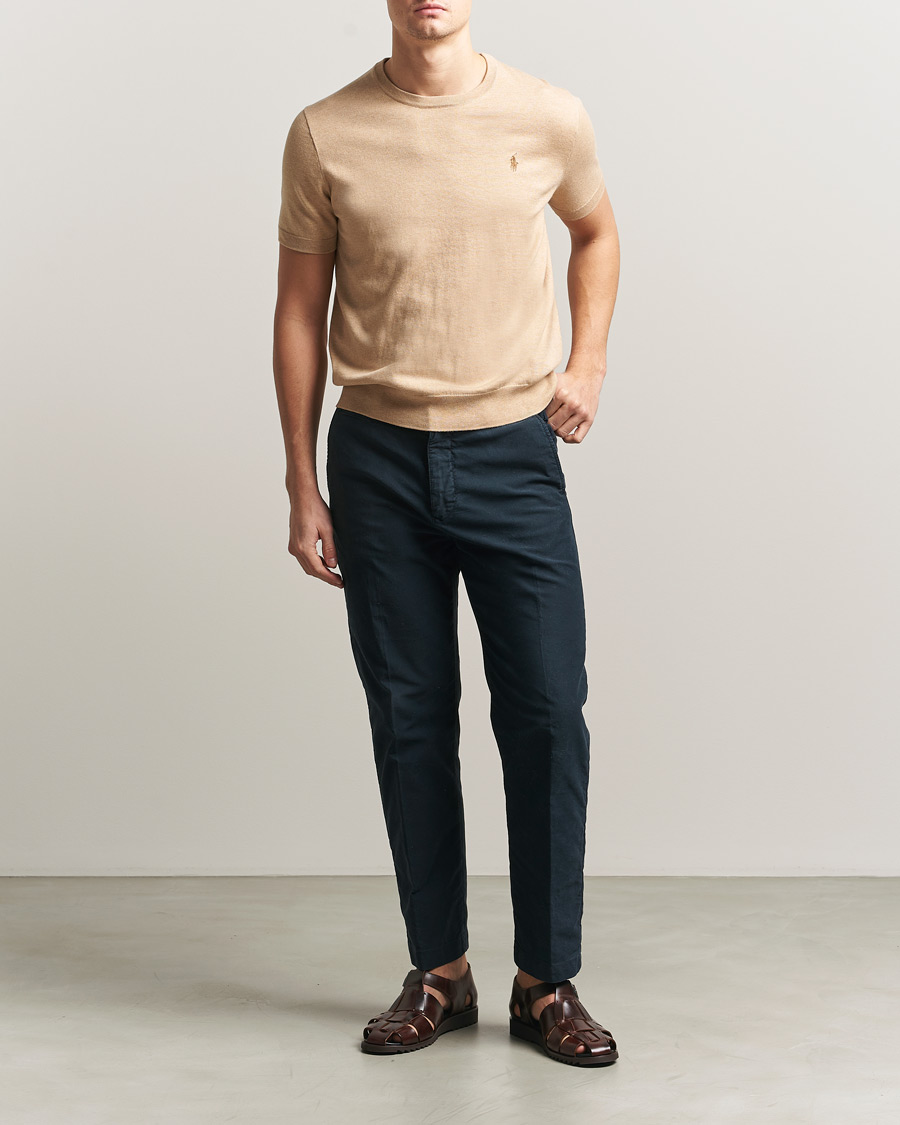 Heren | T-shirts | Polo Ralph Lauren | Knitted Short Sleeve T-Shirt Camel Melange