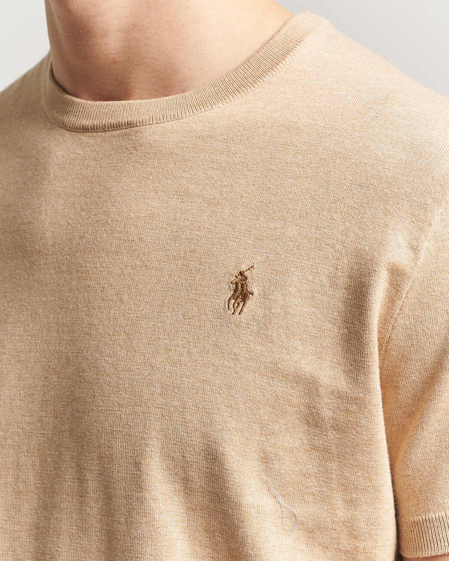 Homme | T-shirts | Polo Ralph Lauren | Knitted Short Sleeve T-Shirt Camel Melange