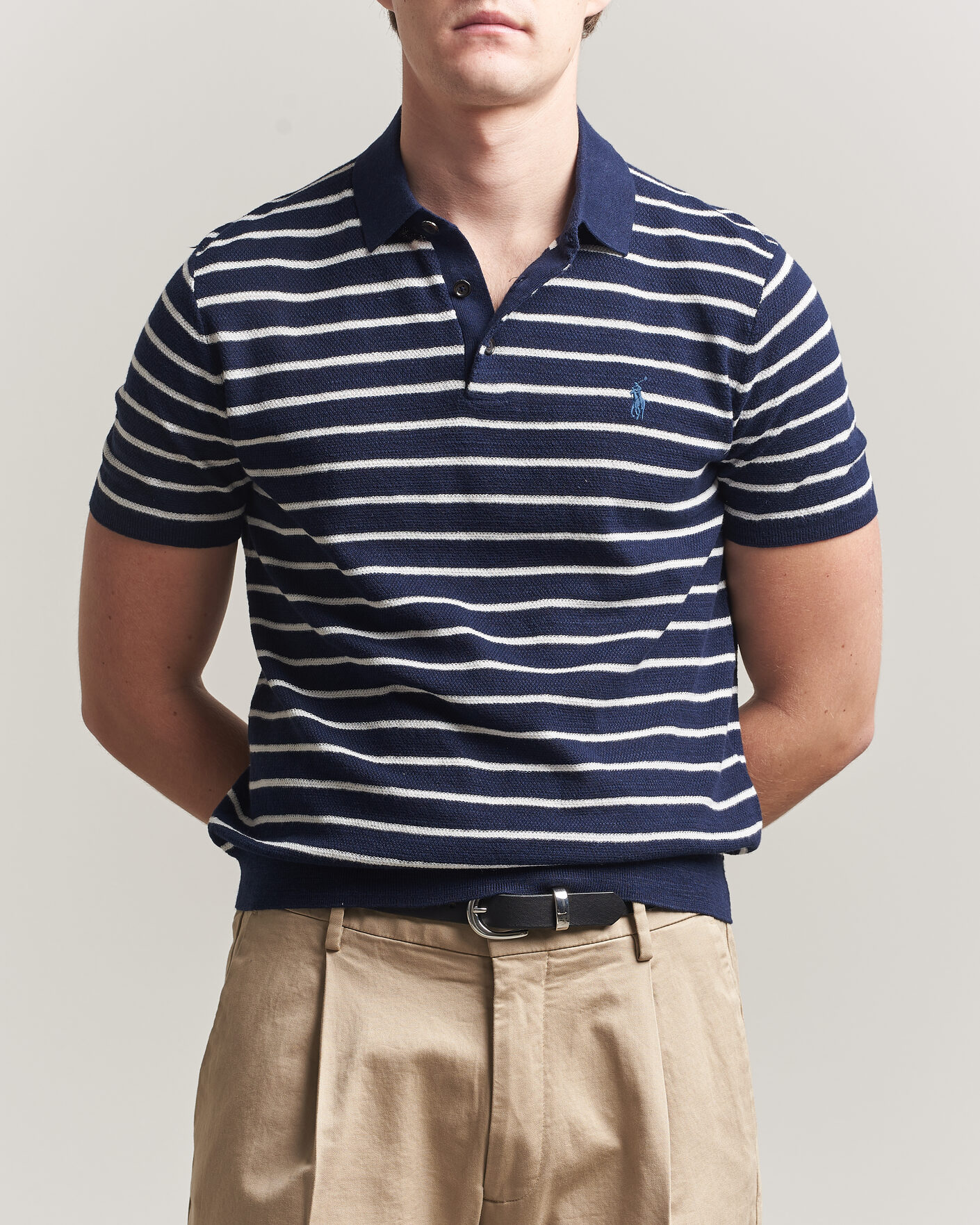 Homme | Polos | Polo Ralph Lauren | Cotton Blend Striped Polo Bright Navy Combo