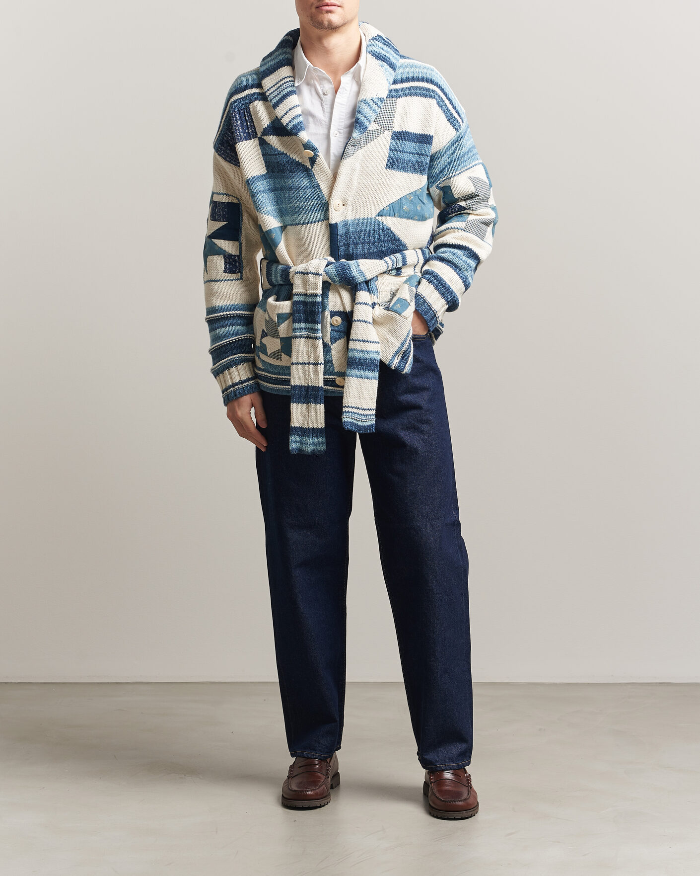 Heren | Truien | Polo Ralph Lauren | Cotton Linen Cardigan Cream Blue Combo