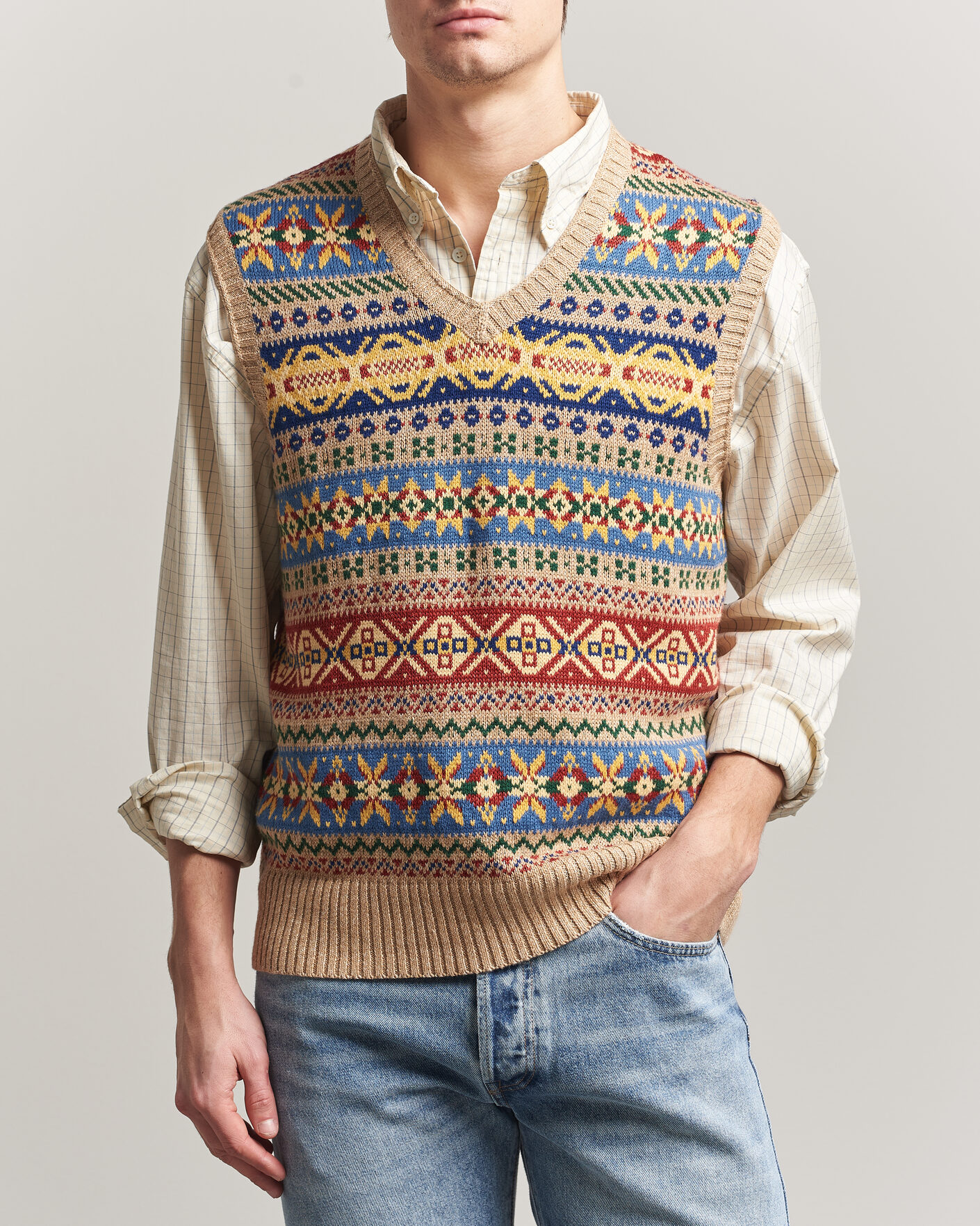 Homme | Pulls Et Tricots | Polo Ralph Lauren | Cotton Linen Blend Vest Tan Combo