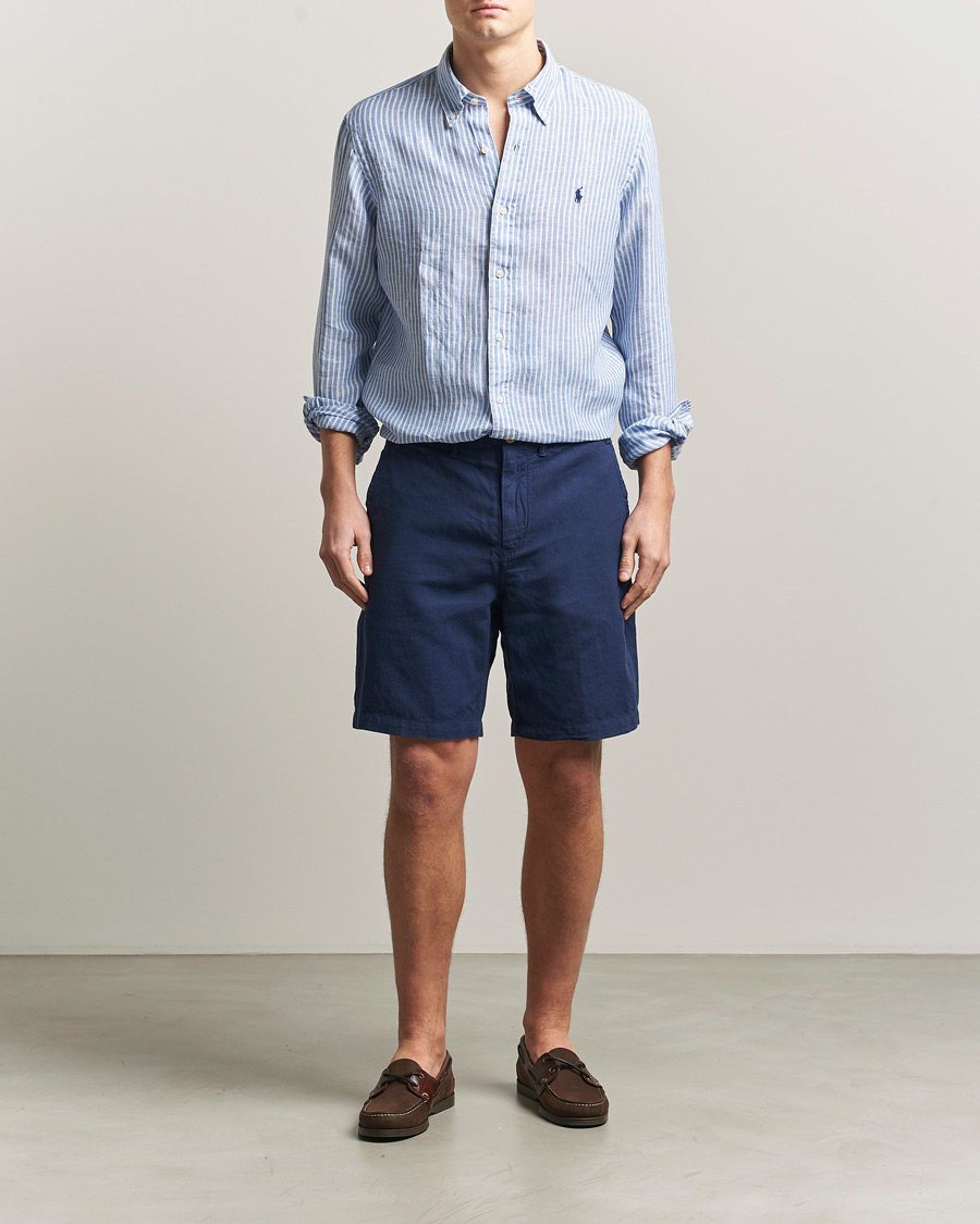 Heren | Overhemden | Polo Ralph Lauren | Custom Fit Linen Shirt Blue/White