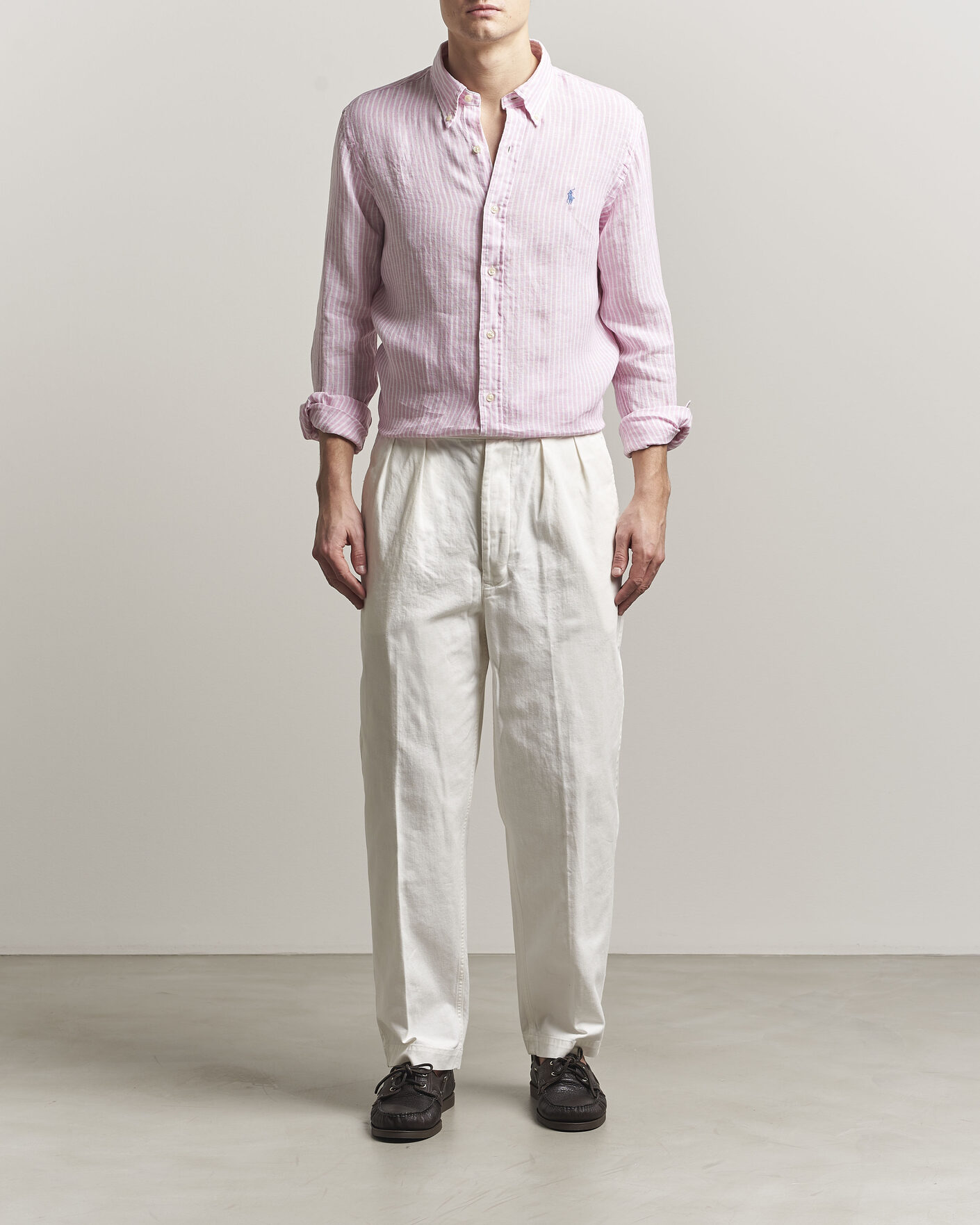 Heren | Overhemden | Polo Ralph Lauren | Custom Fit Linen Shirt Pink/White