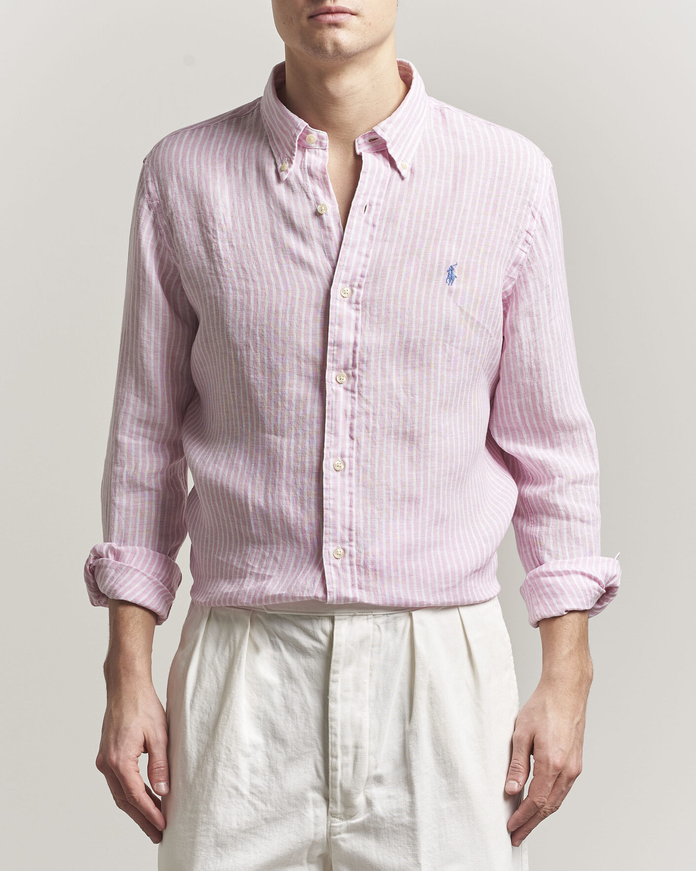 Heren | Overhemden | Polo Ralph Lauren | Custom Fit Linen Shirt Pink/White