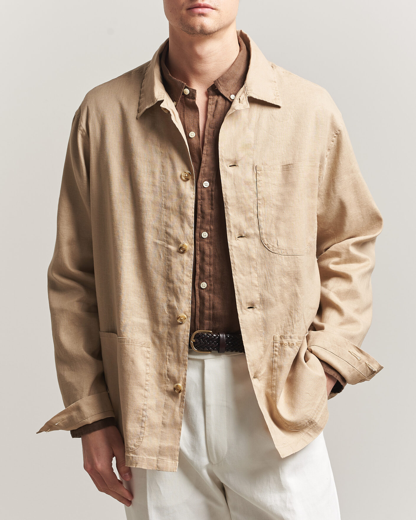 Heren | Overhemden | Polo Ralph Lauren | Stretch Linen Overshirt Coastal Beige