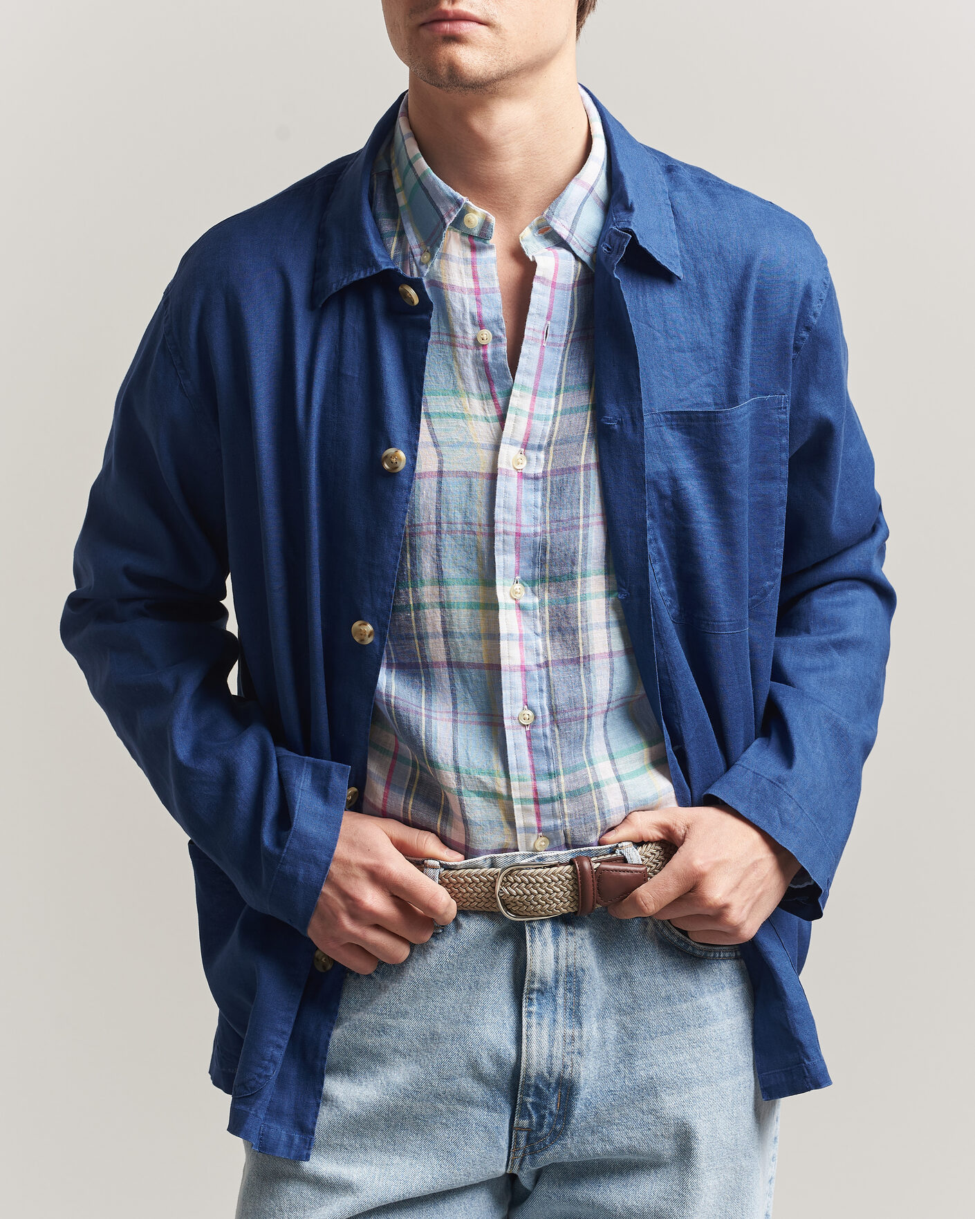 Homme | Chemises | Polo Ralph Lauren | Stretch Linen Overshirt Annapolis Blue