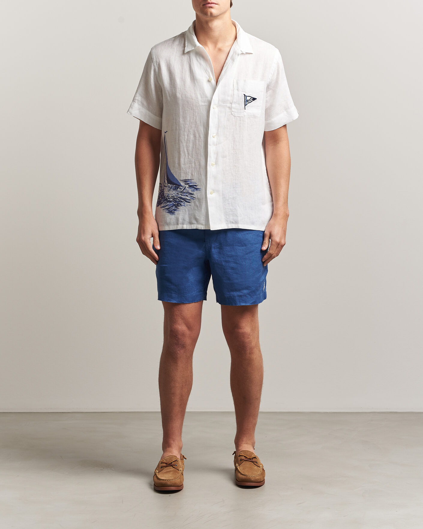 Heren | Korte broek | Polo Ralph Lauren | Dyed Linen Shorts Dusty Azure