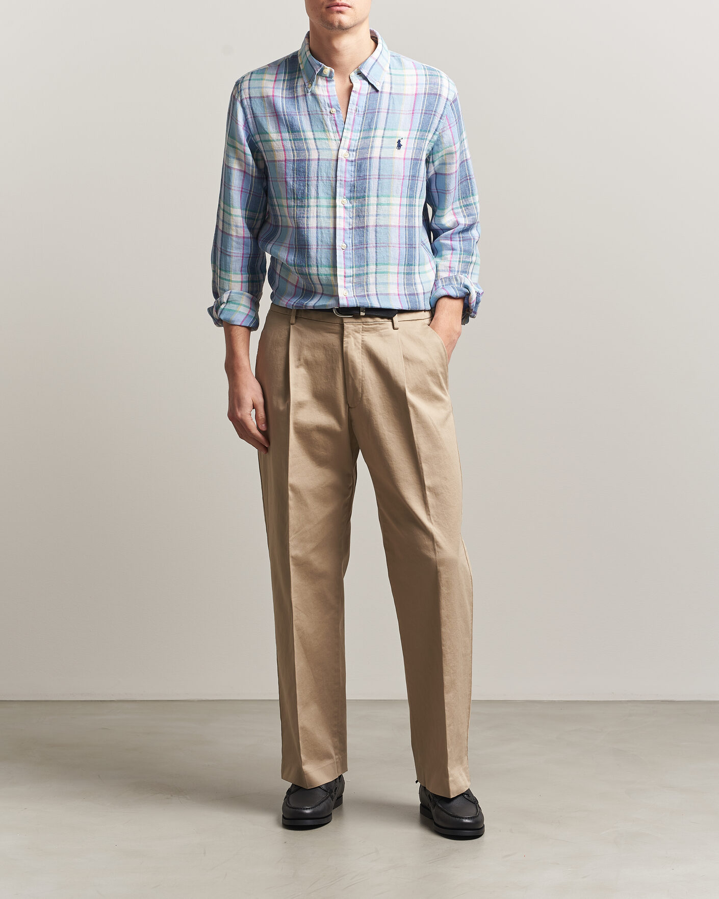 Heren | Overhemden | Polo Ralph Lauren | Custom Fit Check Linen Shirt Blue/White