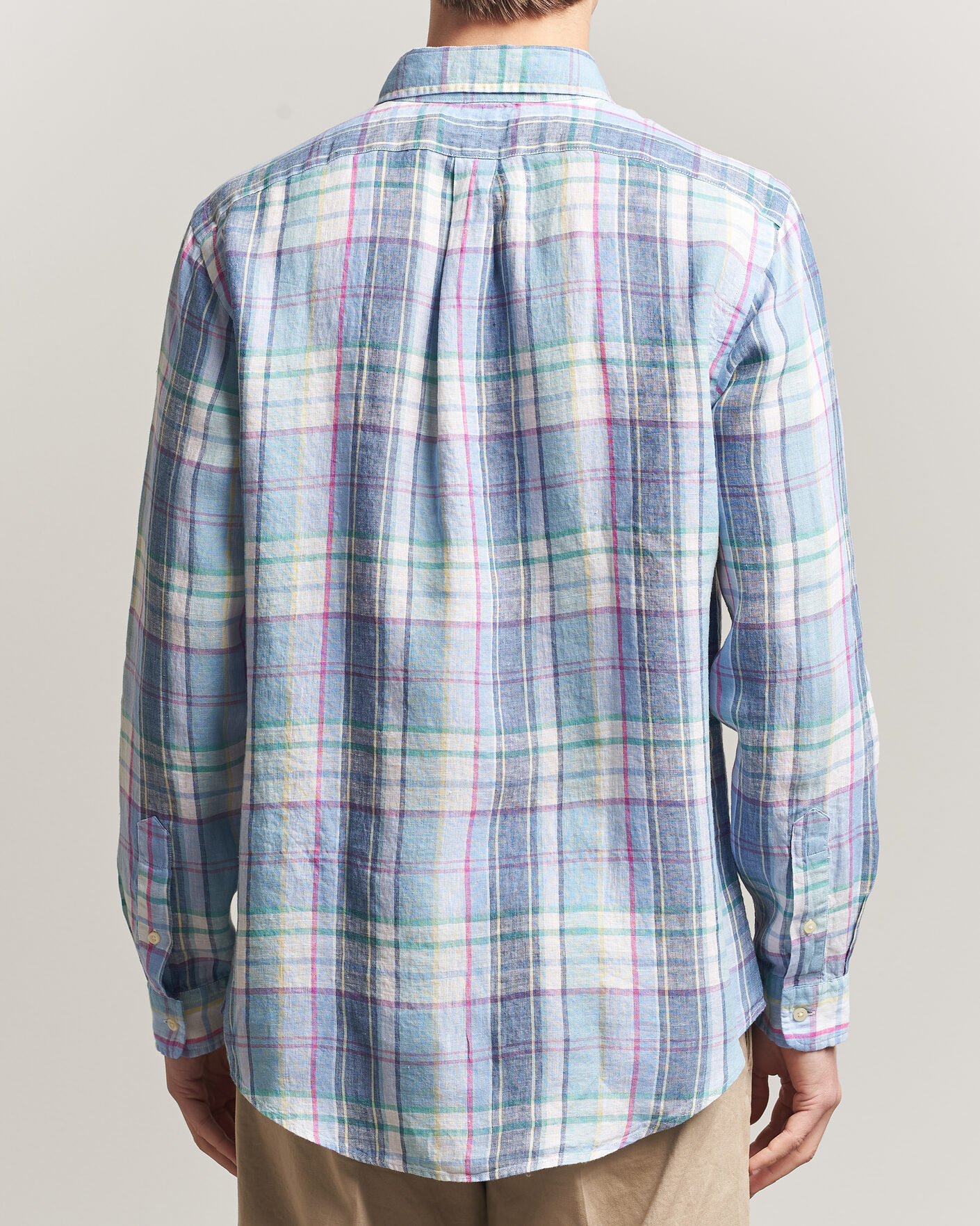 Heren | Overhemden | Polo Ralph Lauren | Custom Fit Check Linen Shirt Blue/White