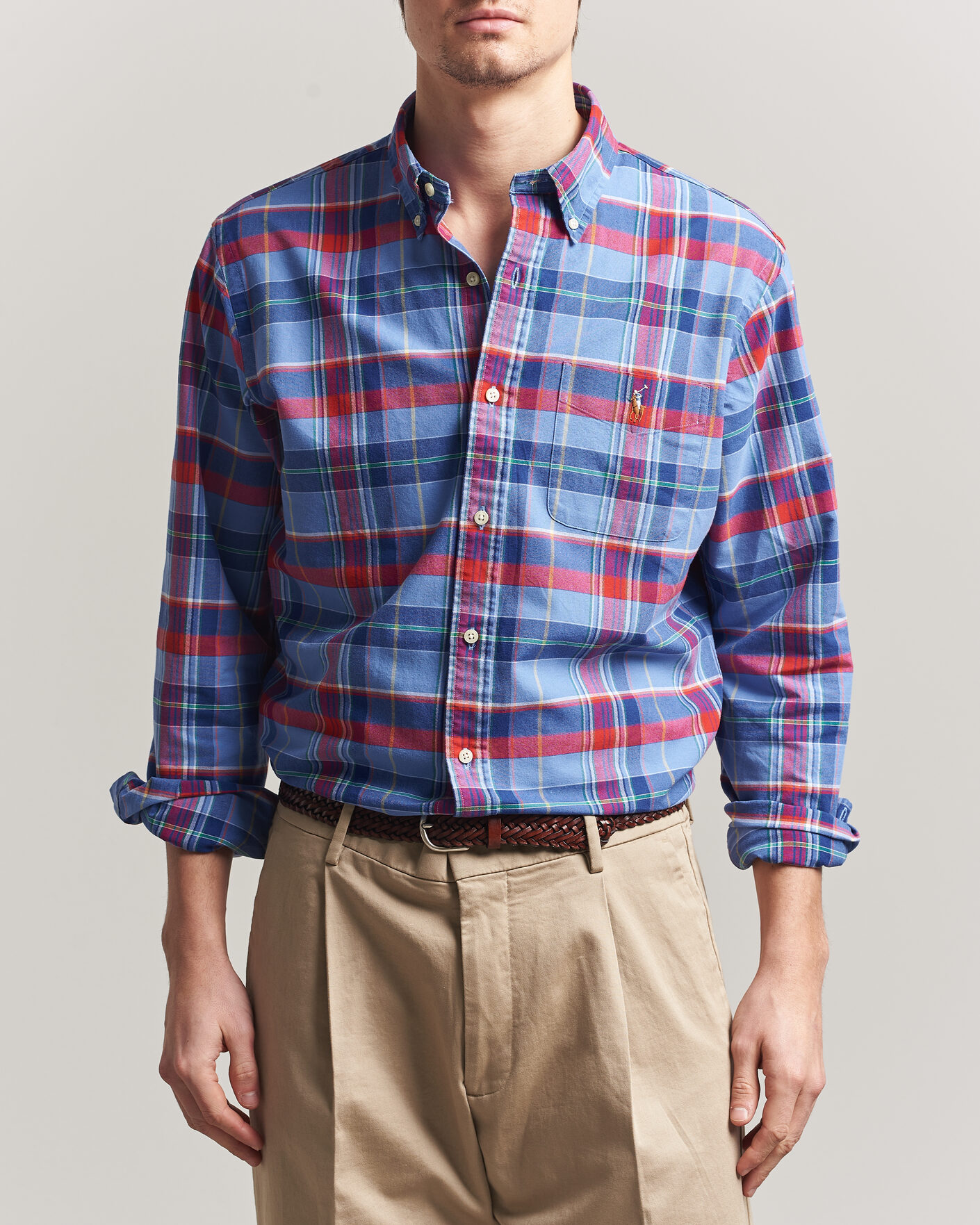 Homme | Chemises | Polo Ralph Lauren | Custom Fit Check Oxford Shirt Blue Multi