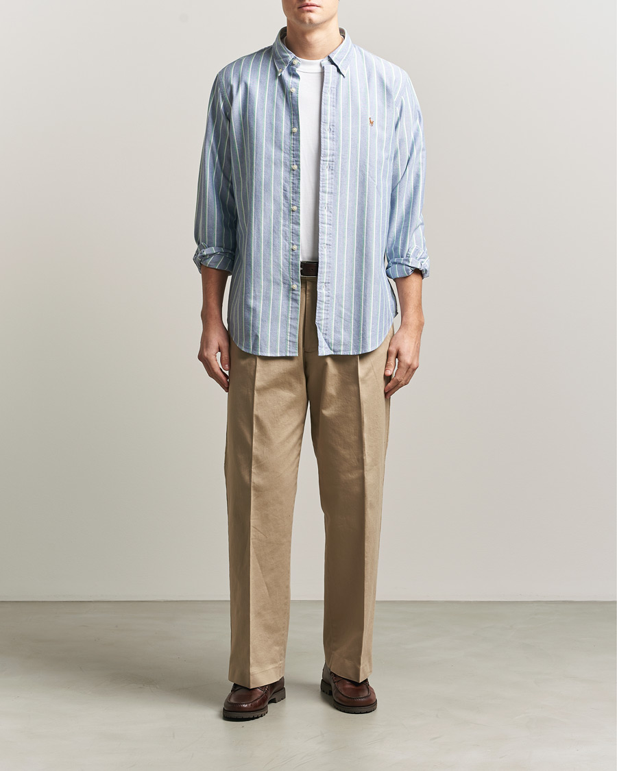 Homme | Chemises | Polo Ralph Lauren | Custom Fit Striped Oxford Shirt Navy/Green/Multi