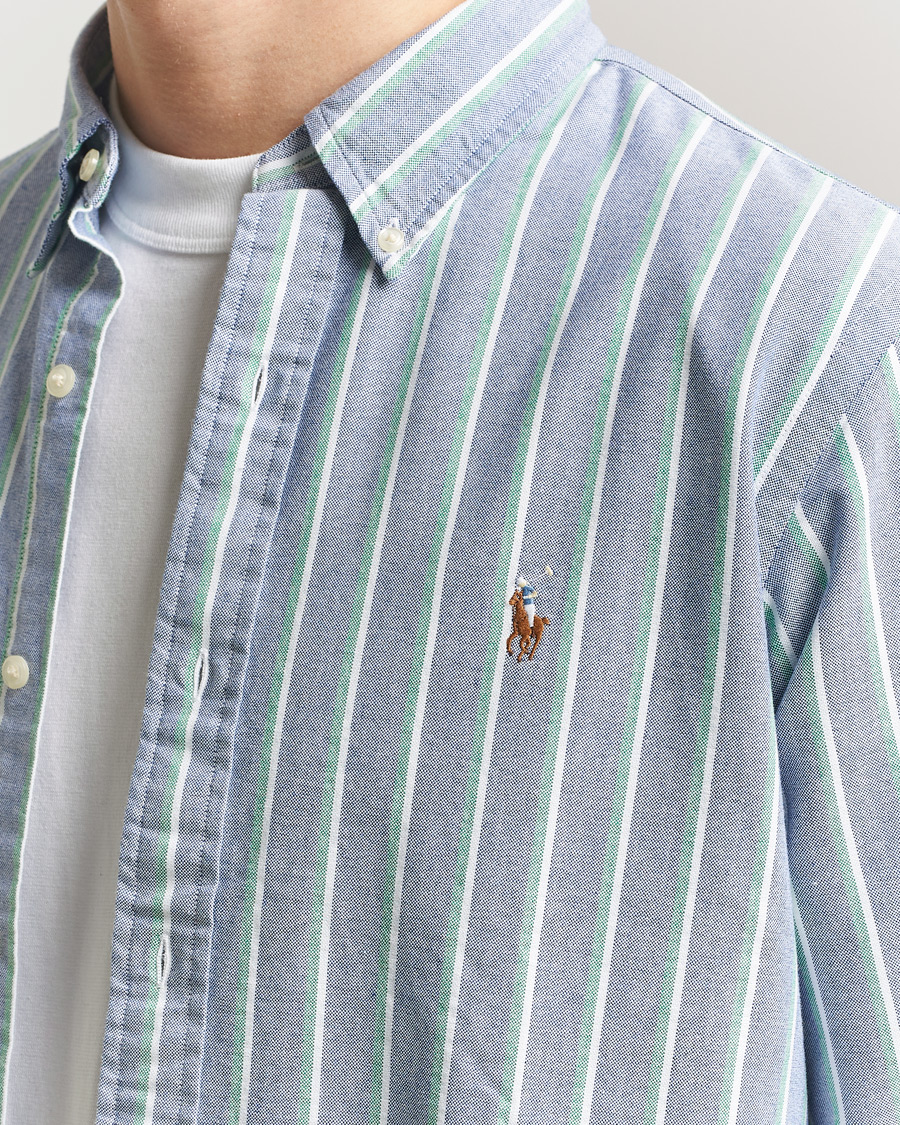 Homme | Chemises | Polo Ralph Lauren | Custom Fit Striped Oxford Shirt Navy/Green/Multi