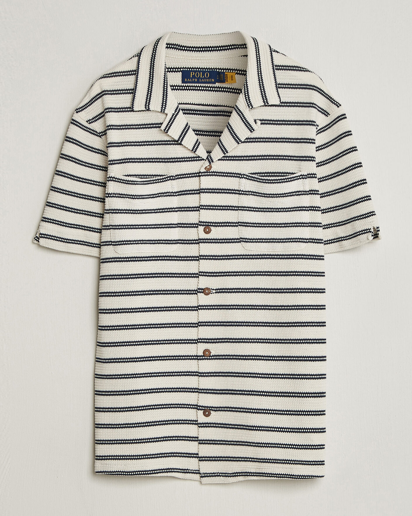 Homme | Chemises | Polo Ralph Lauren | Knitted Camp Shirt Pale Cream/Newport Navy
