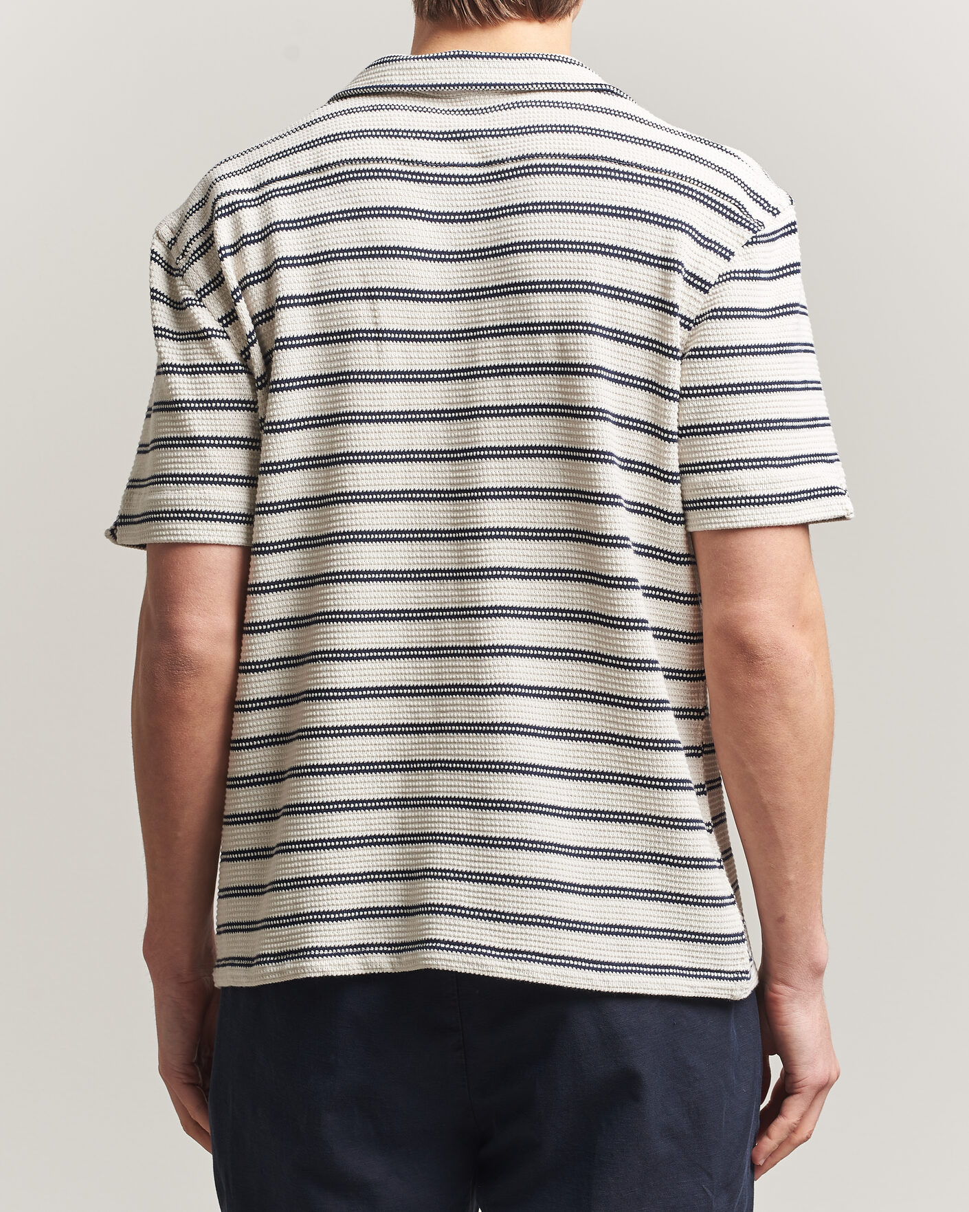 Heren | Overhemden | Polo Ralph Lauren | Knitted Camp Shirt Pale Cream/Newport Navy