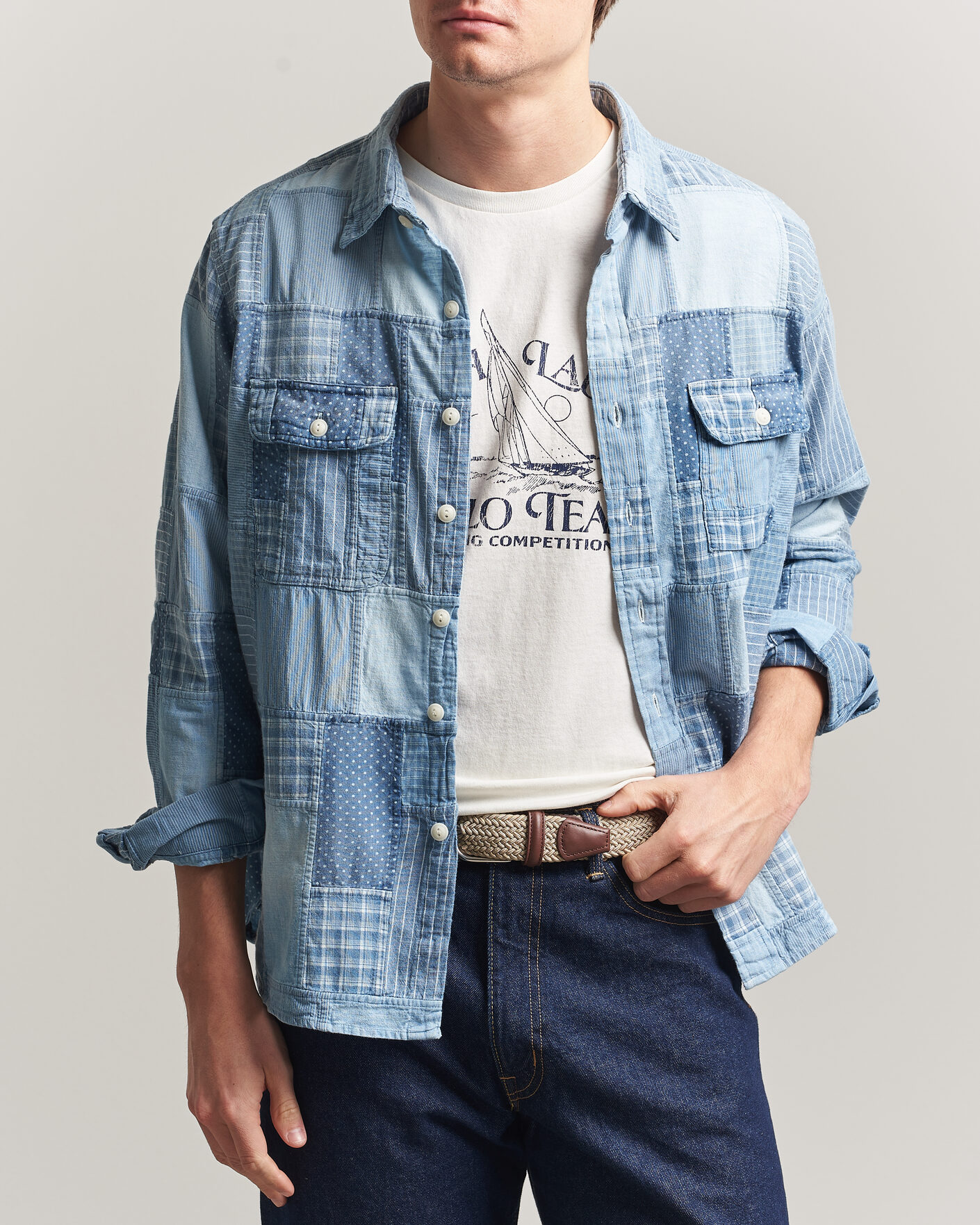 Heren | Overhemden | Polo Ralph Lauren | Indigo Patchwork Shirt Blue