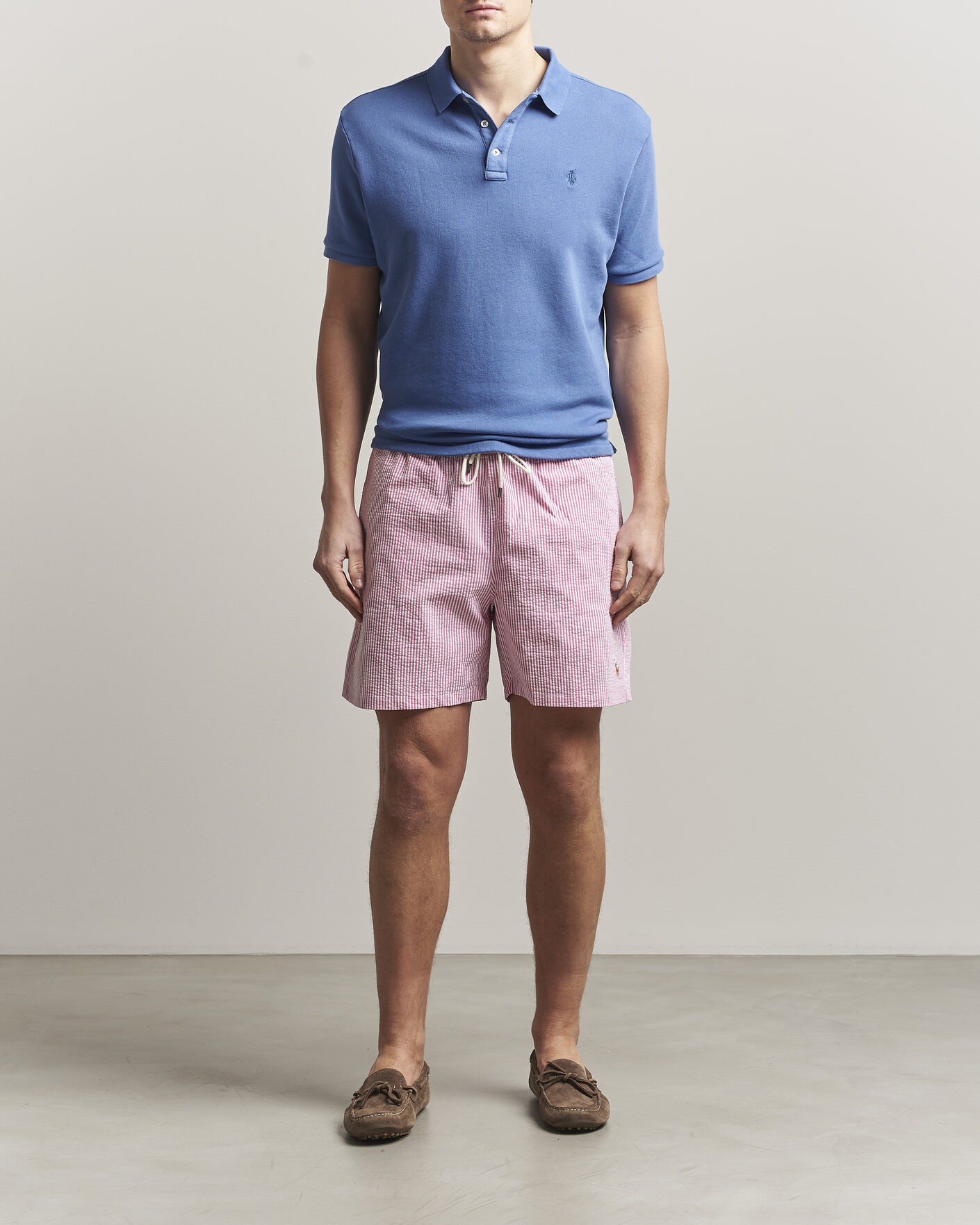 Heren | Zwembroek | Polo Ralph Lauren | Traveler Mid Trunk Seersucker Rose