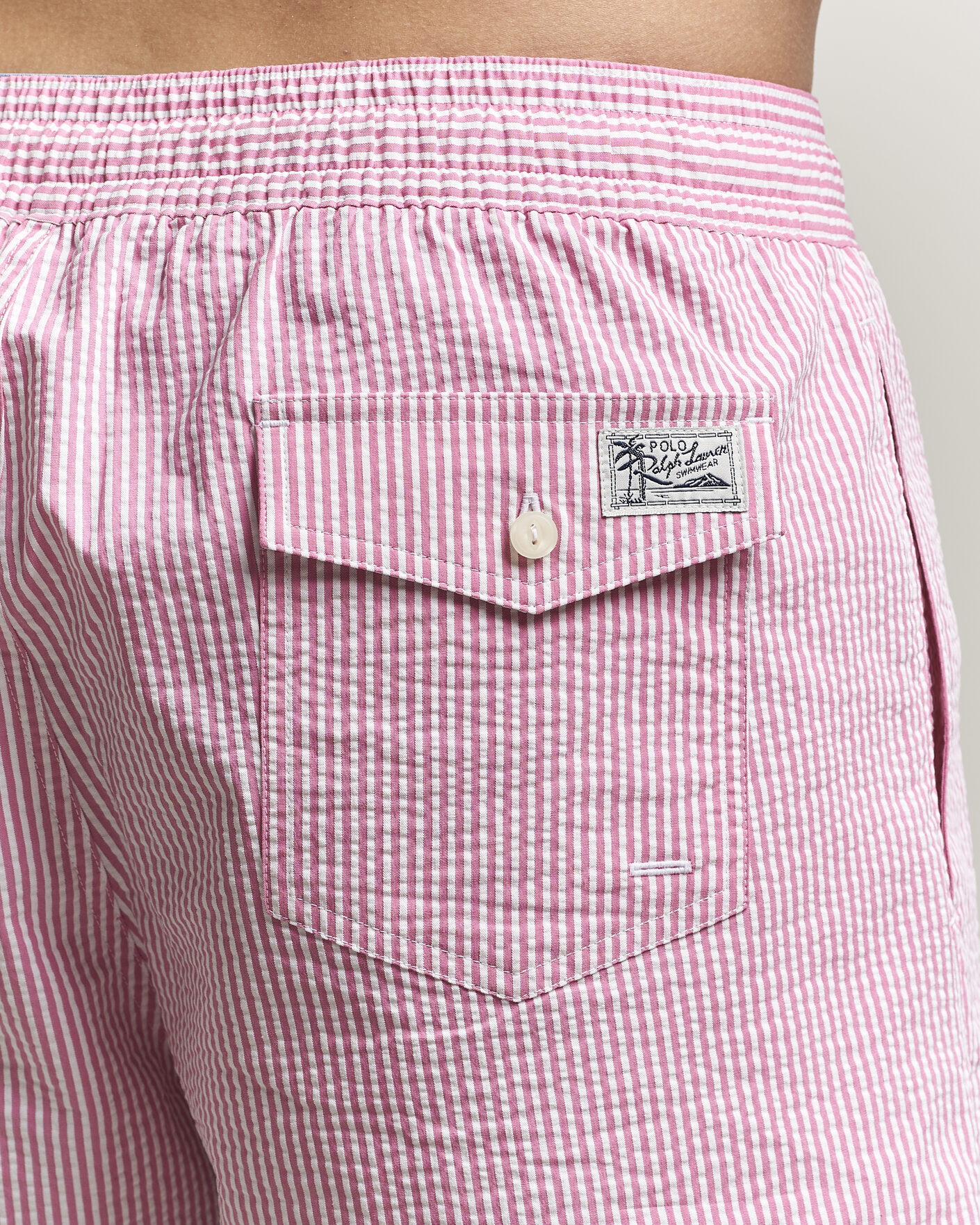 Heren | Zwembroek | Polo Ralph Lauren | Traveler Mid Trunk Seersucker Rose