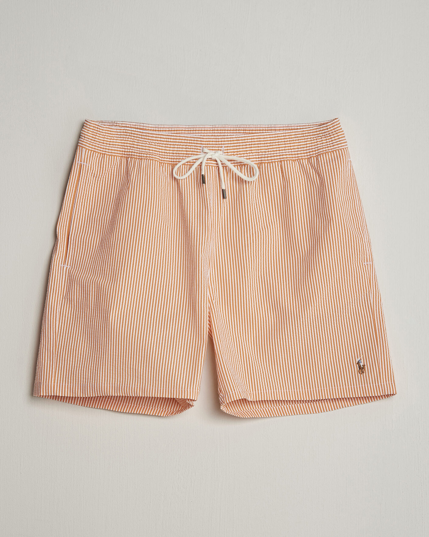 Heren | Zwembroek | Polo Ralph Lauren | Traveler Mid Trunk Seersucker Peach