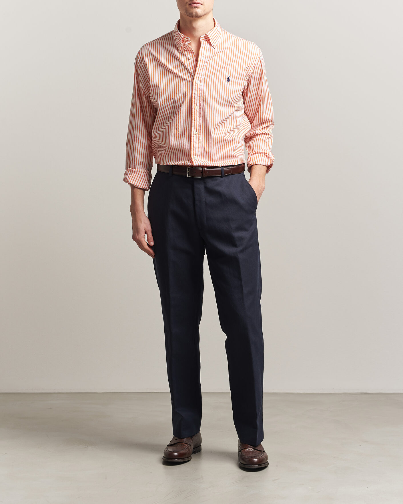 Homme | Chemises | Polo Ralph Lauren | Custom Fit Poplin Striped Shirt Kona Orange