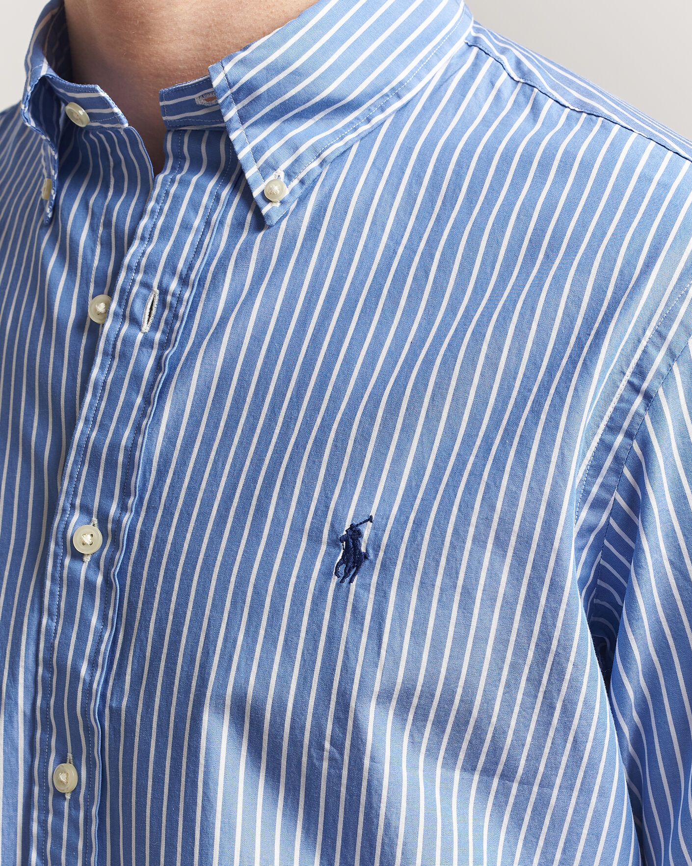 Heren | Overhemden | Polo Ralph Lauren | Custom Fit Poplin Striped Shirt Medium Blue