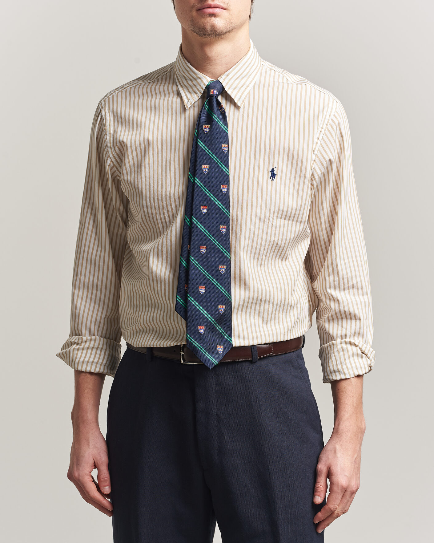 Heren | Overhemden | Polo Ralph Lauren | Custom Fit Poplin Striped Shirt Coastal Beige