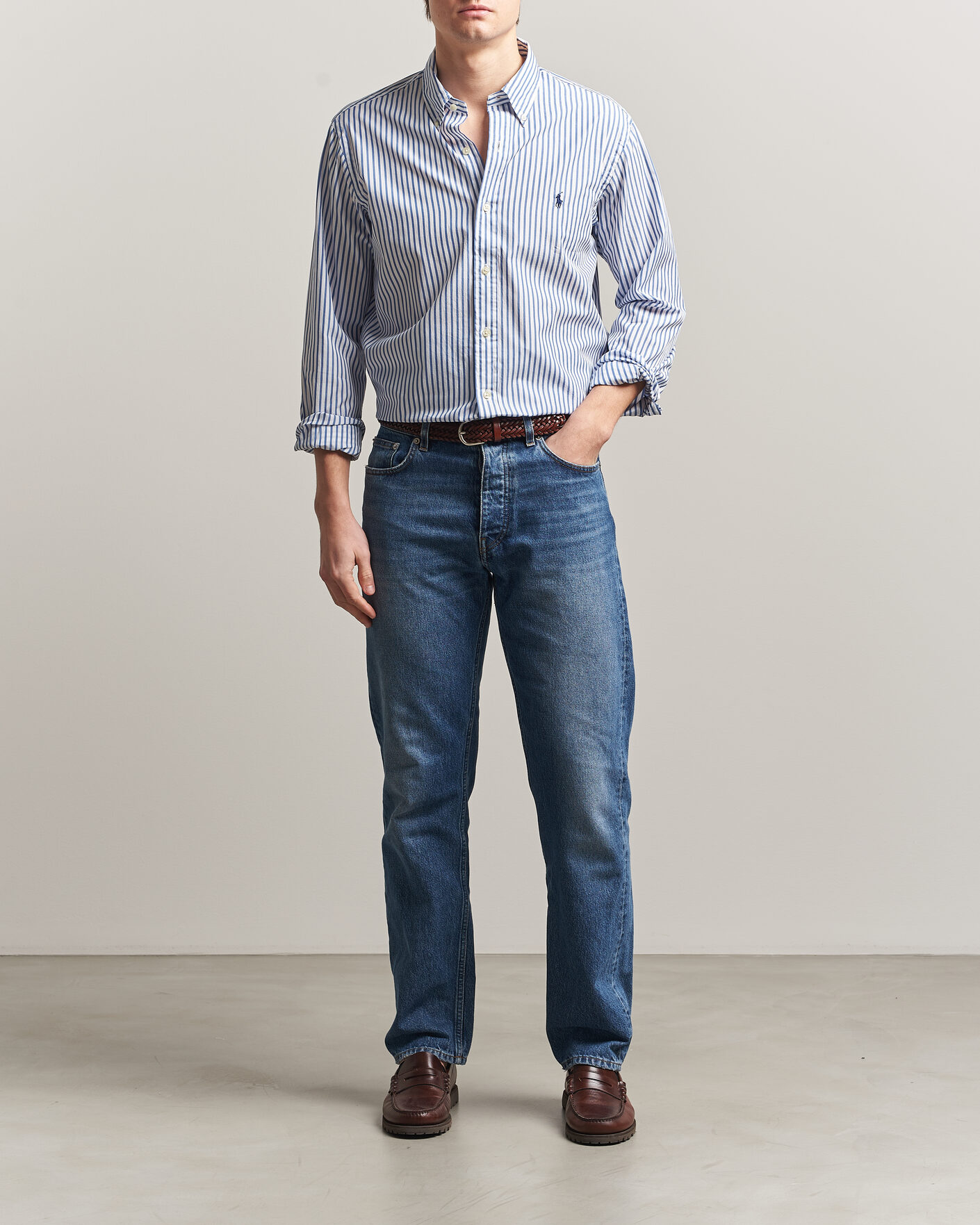 Heren | Overhemden | Polo Ralph Lauren | Custom Fit Poplin Striped Shirt Blue