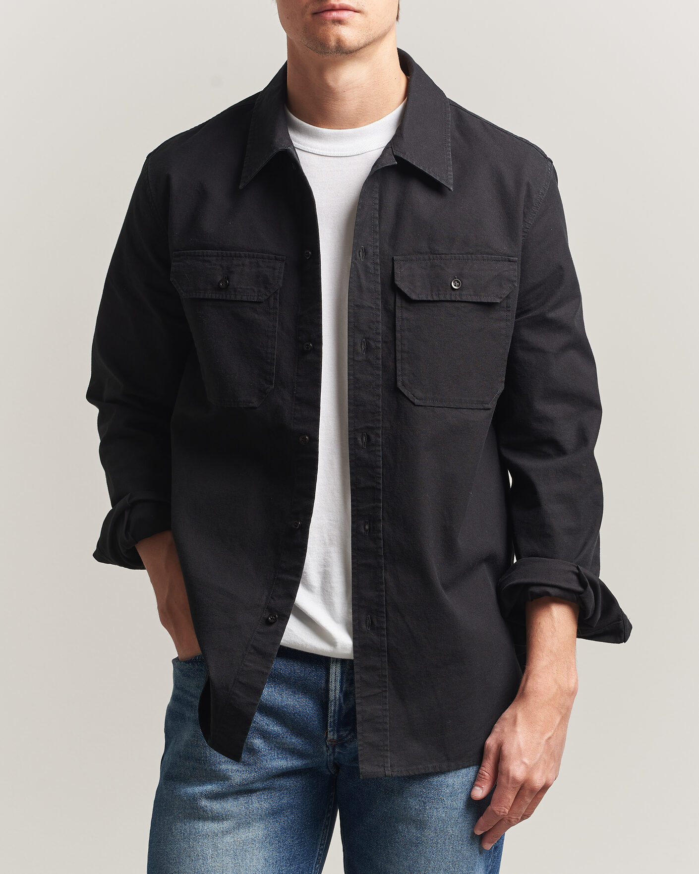 Heren | Overhemden | A.P.C. | Safari Cotton/Linen Overshirt Faded Black