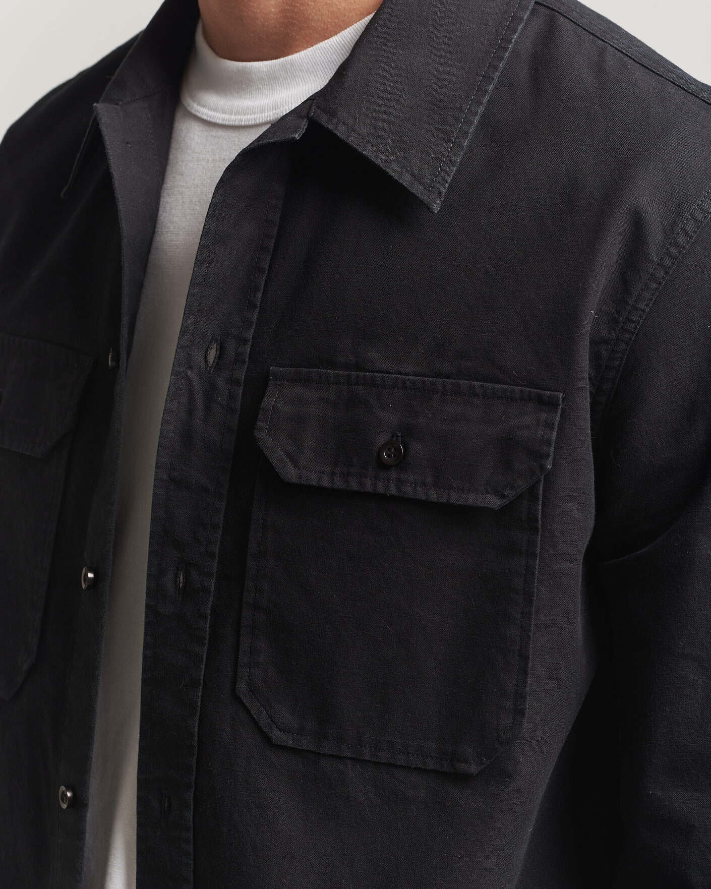 Homme | Chemises | A.P.C. | Safari Cotton/Linen Overshirt Faded Black