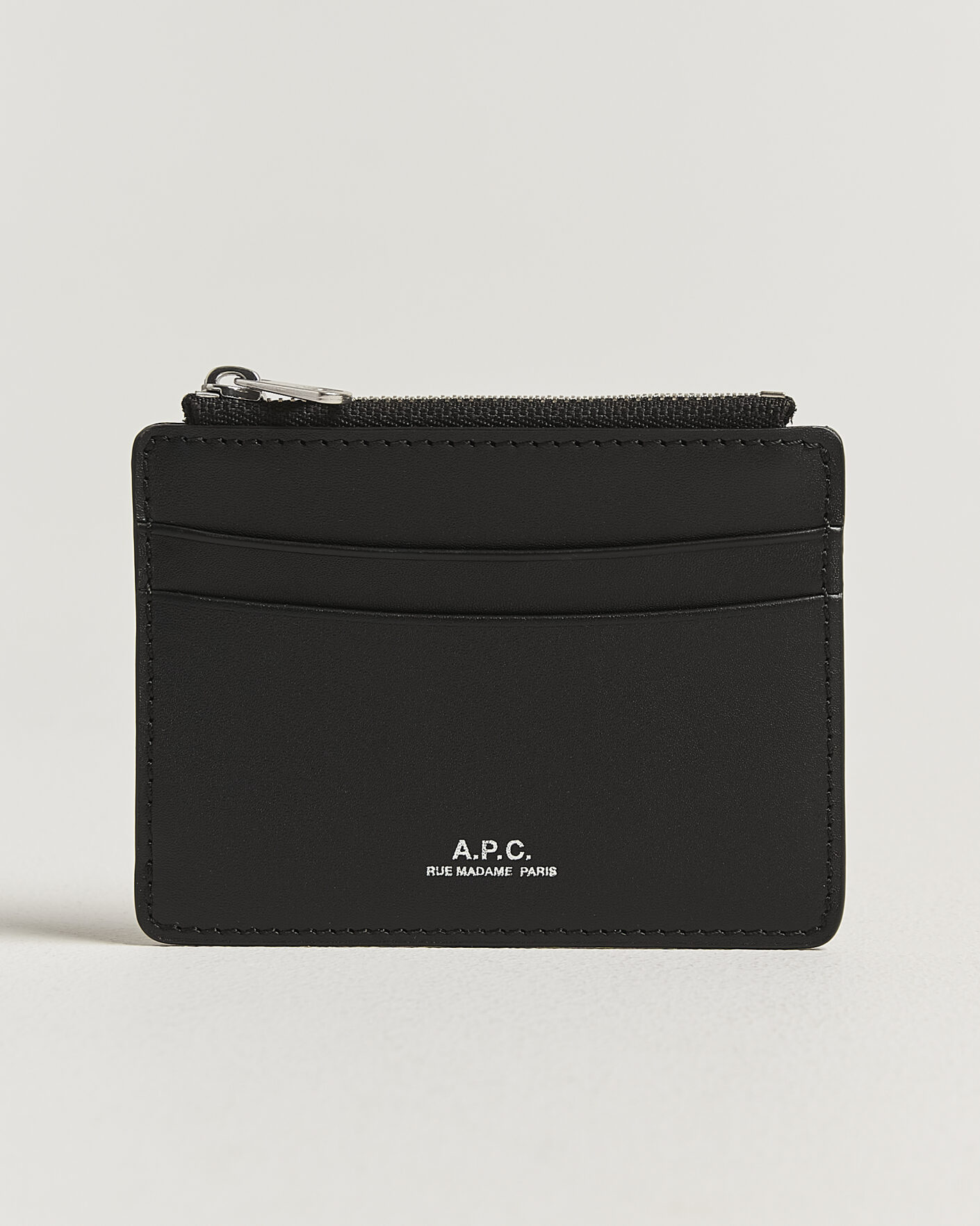Homme | Portefeuilles | A.P.C. | Zip Calf Leather Card Holder Black