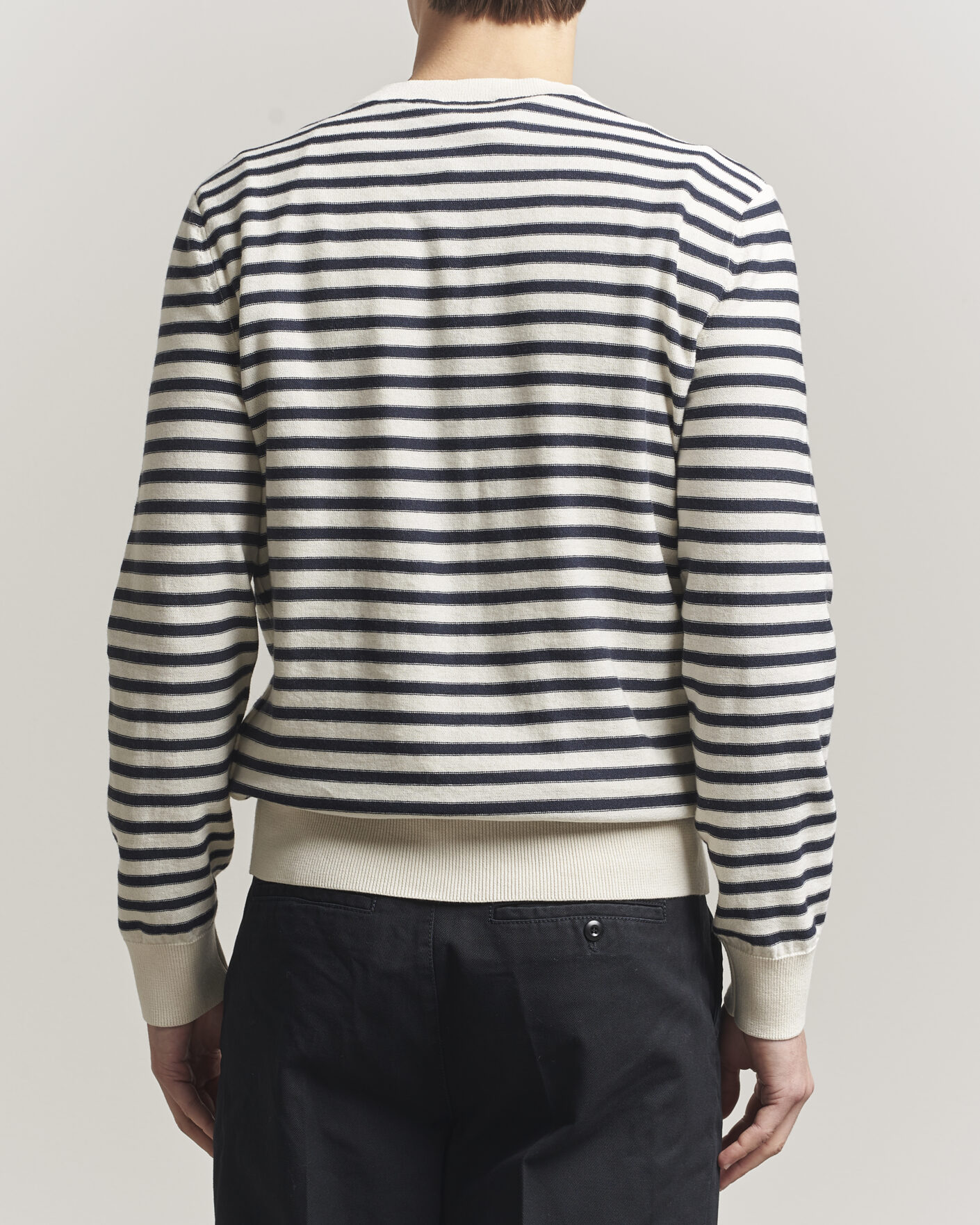 Heren | Truien | A.P.C. | Paul Striped Knitted Sweater Ecru/Dark Navy