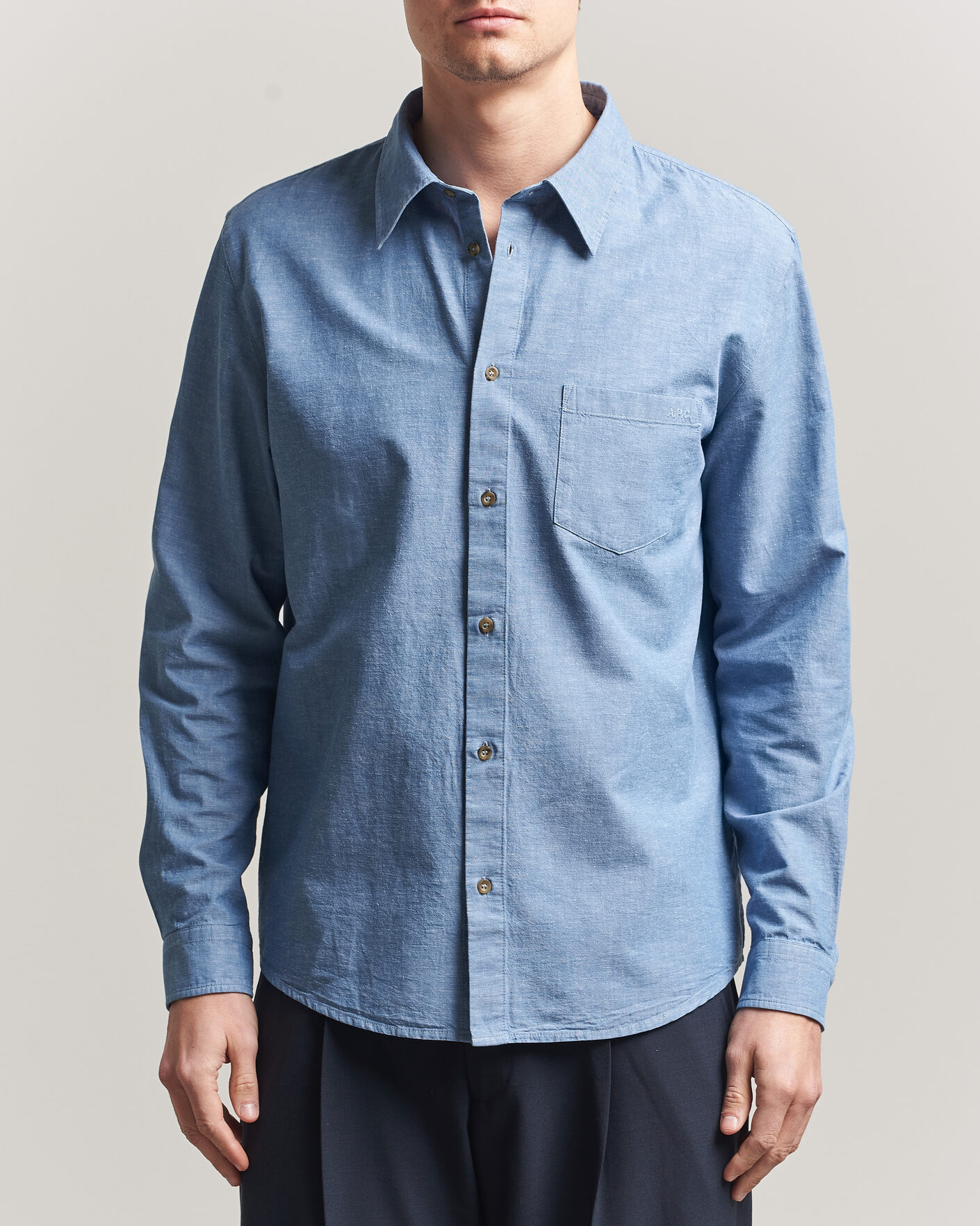 Homme | Chemises | A.P.C. | Harris Cotton/Linen Shirt Blue