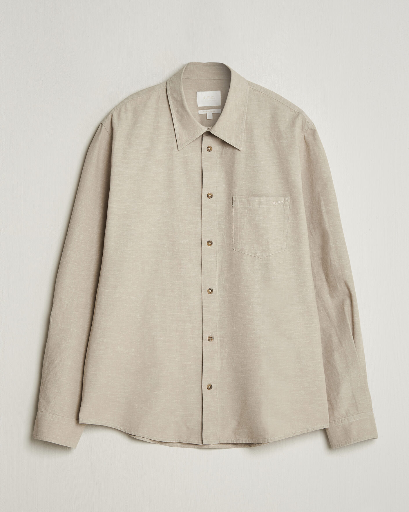 Heren | Overhemden | A.P.C. | Harris Cotton/Linen Shirt Sage Green