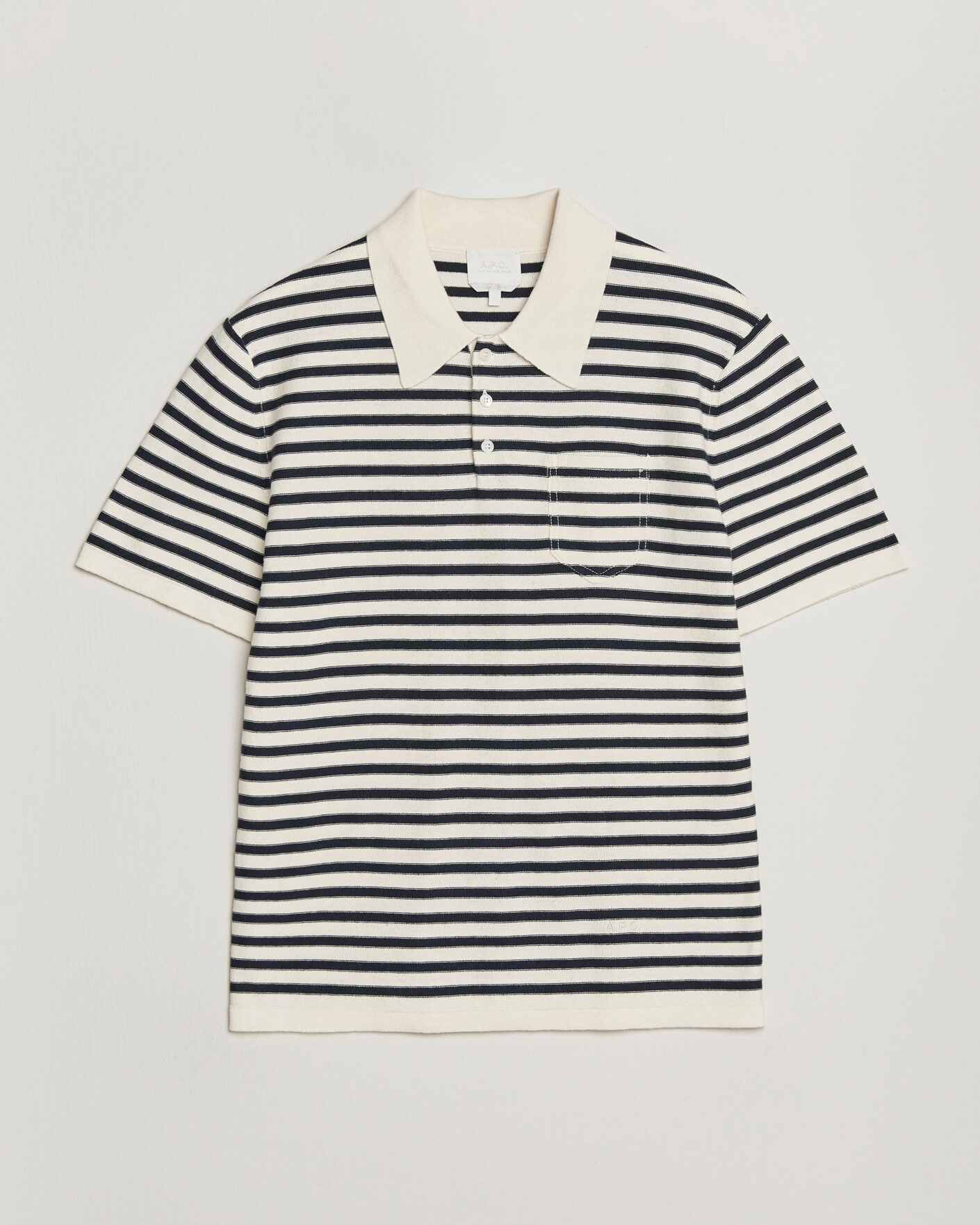 Heren | Polo's | A.P.C. | Eliot Cotton/Cashmere Knitted Polo Ecru/Navy