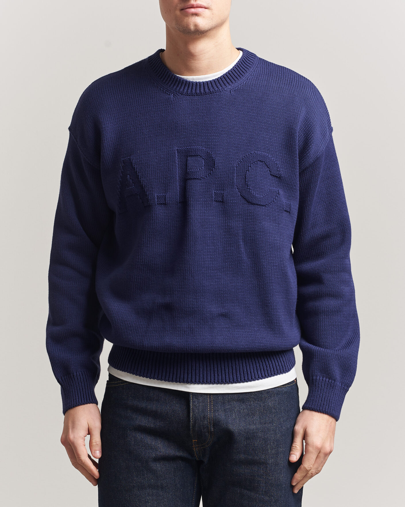 Heren | Truien | A.P.C. | Leo Cotton Knitted Sweater Dark Blue